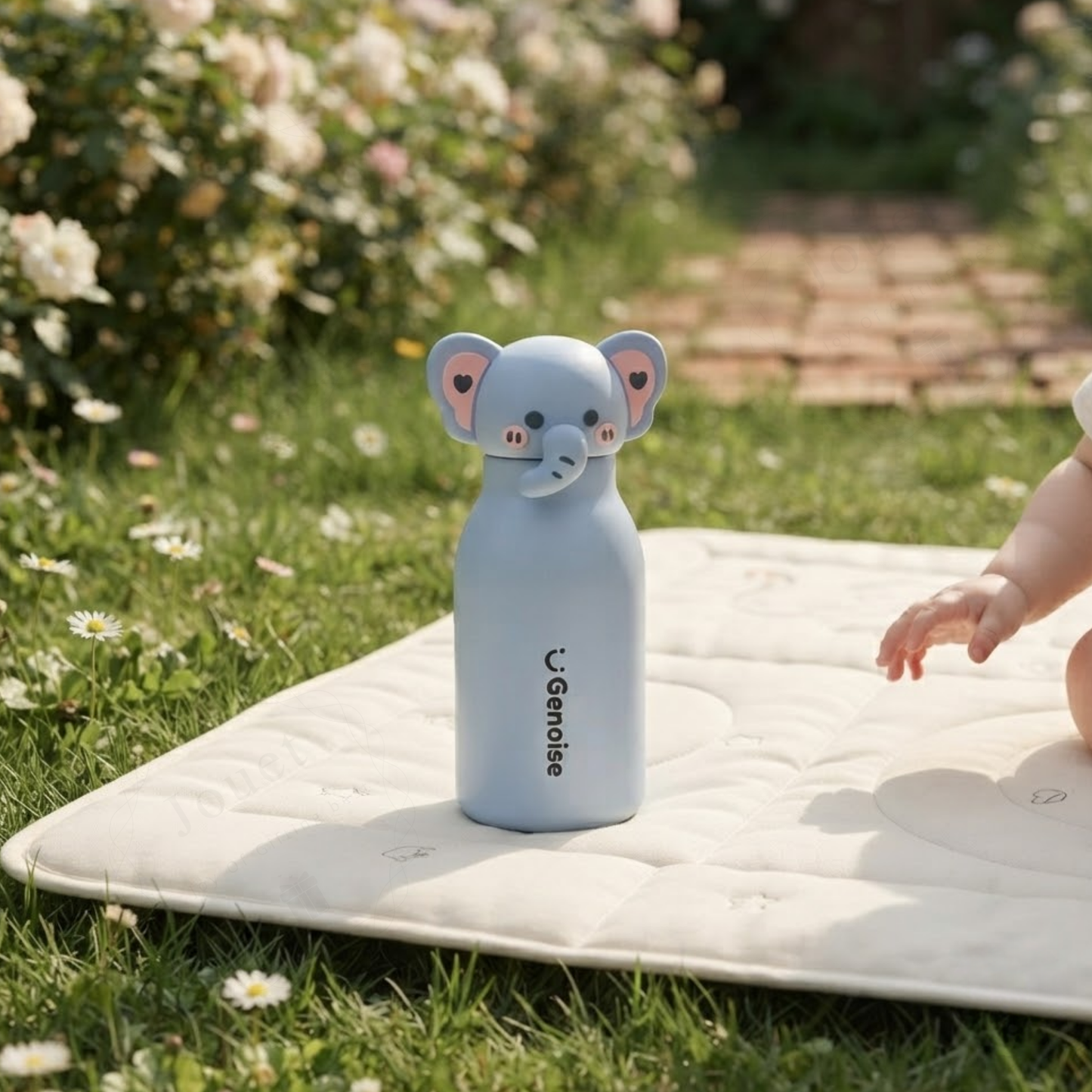 450ml Kids Stainless Steel Straw Bottle with Cute Animal Character Lid