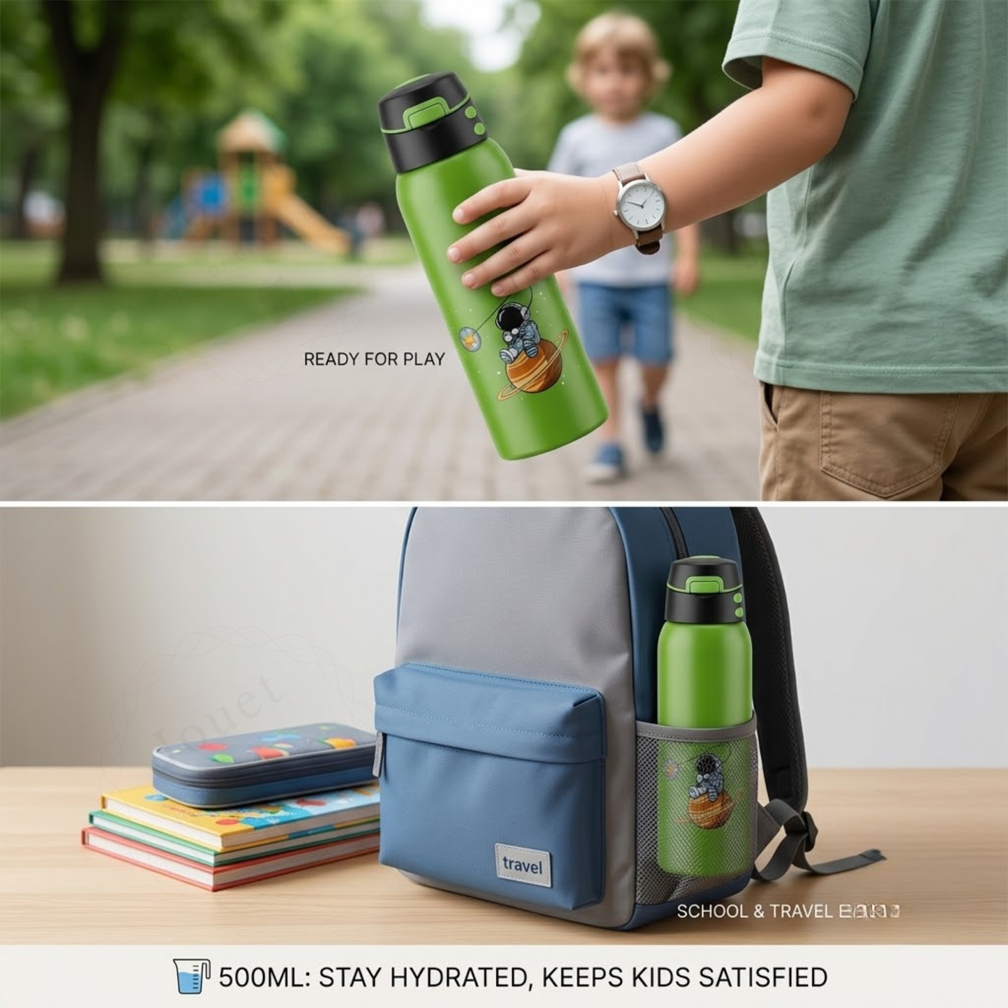 500ml Kids Stainless Steel Drinking Bottle with Flip Top Sipper Lid