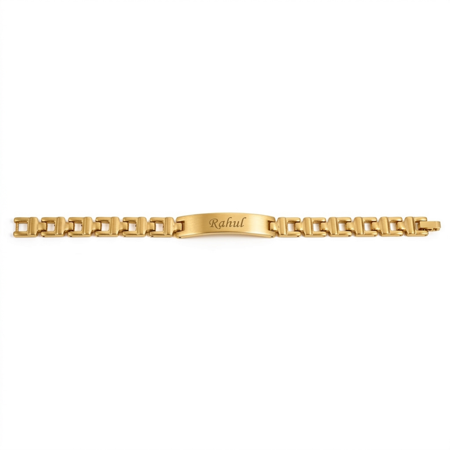Personalized Brass ID Bar Bracelet with Engraved Name, Adjustable Chain, High Gloss Finish, Custom Unisex Jewelry Gift