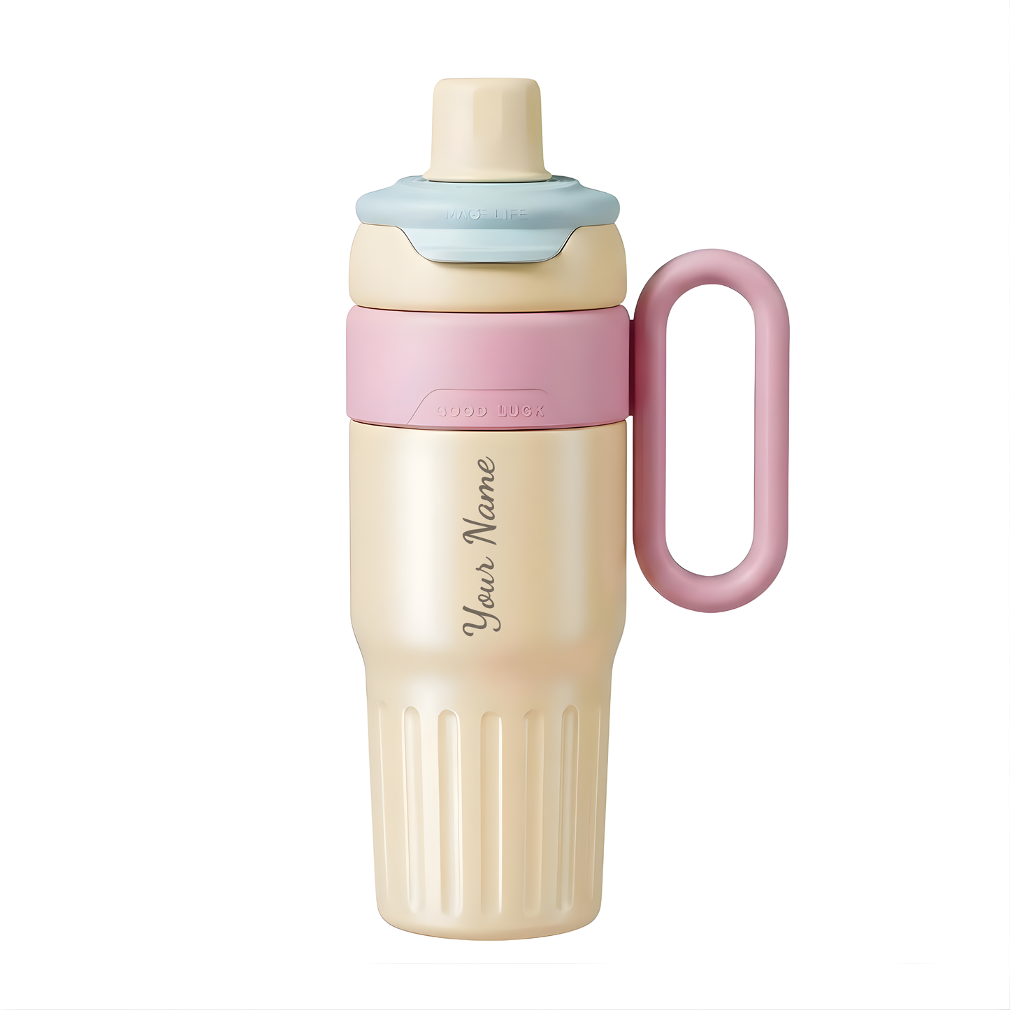 Personalized 750ml Thermos Flask with Name, Stainless Steel Insulated Bottle with Handle & Straw, Leakproof Travel Coffee Bottle