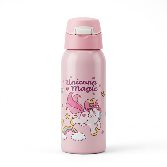 350ml Stainless Steel Kids Water Bottle with Flip Top Lid & Leakproof Design