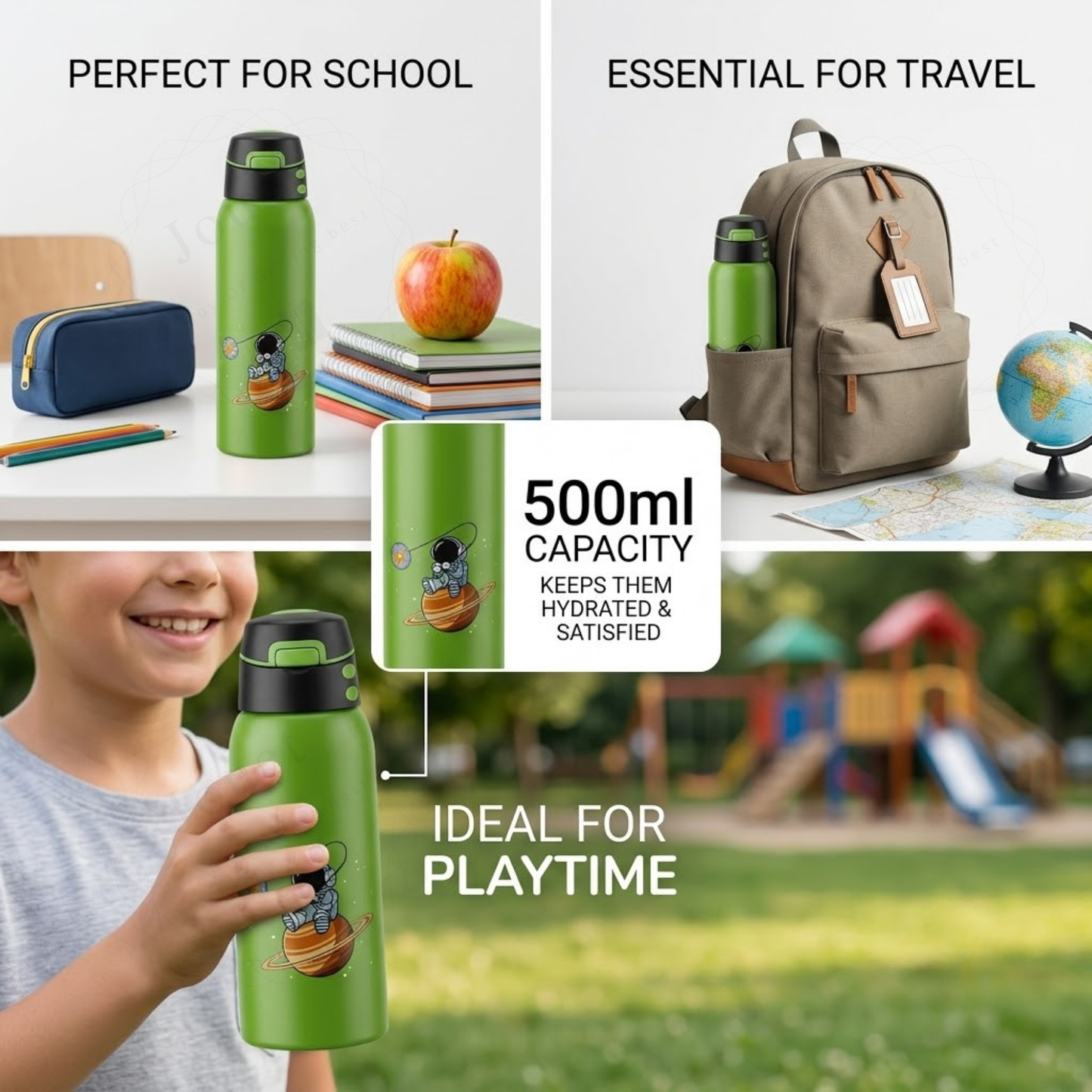 500ml Kids Stainless Steel Drinking Bottle with Flip Top Sipper Lid