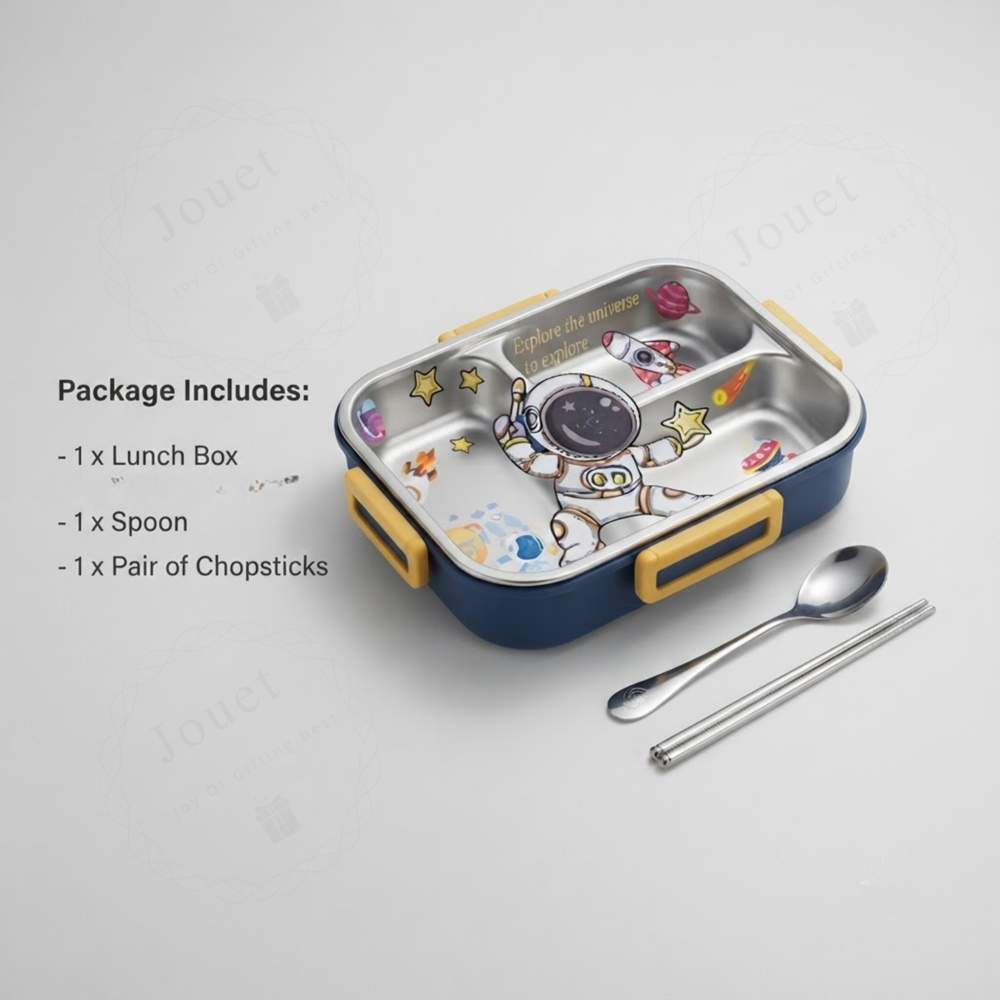 700ml 3 Compartment Stainless Steel Bento Tiffin Box for School & Office