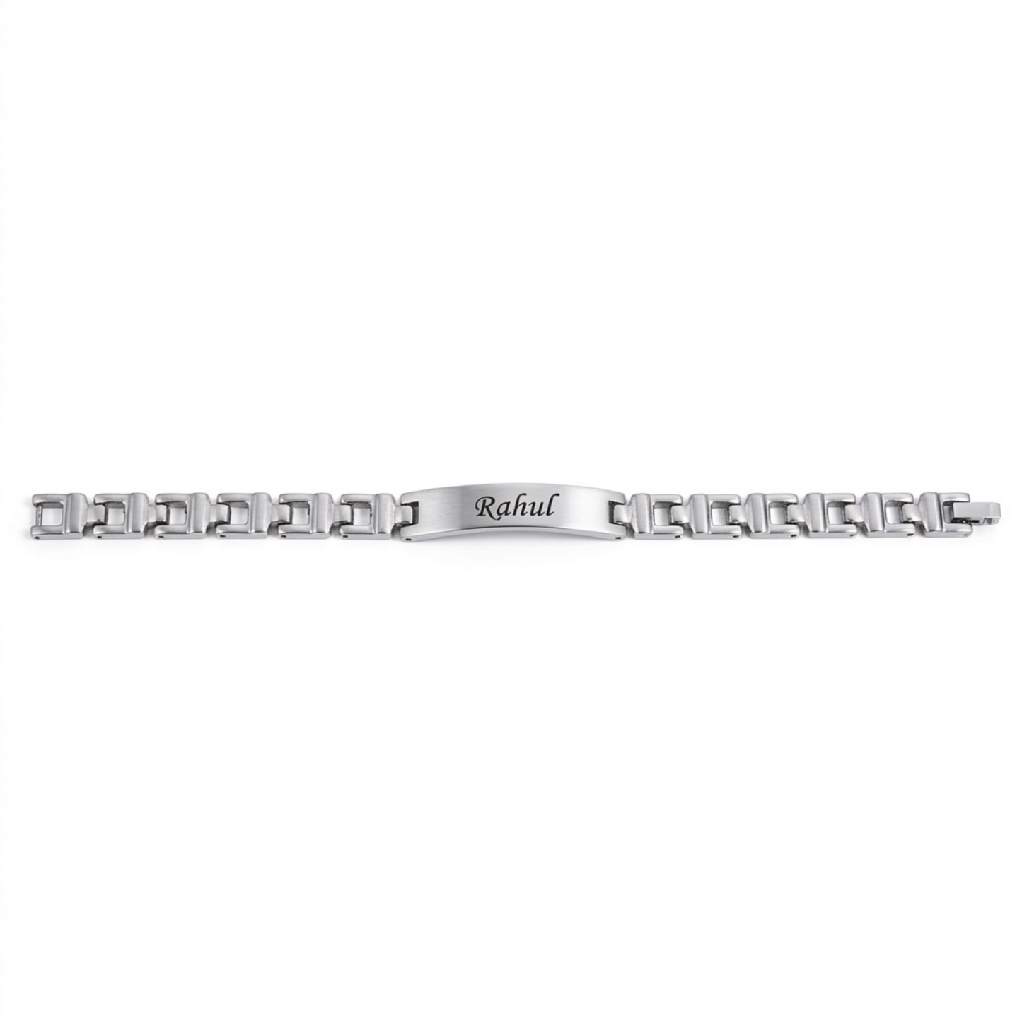 Personalized Brass ID Bar Bracelet with Engraved Name, Adjustable Chain, High Gloss Finish, Custom Unisex Jewelry Gift