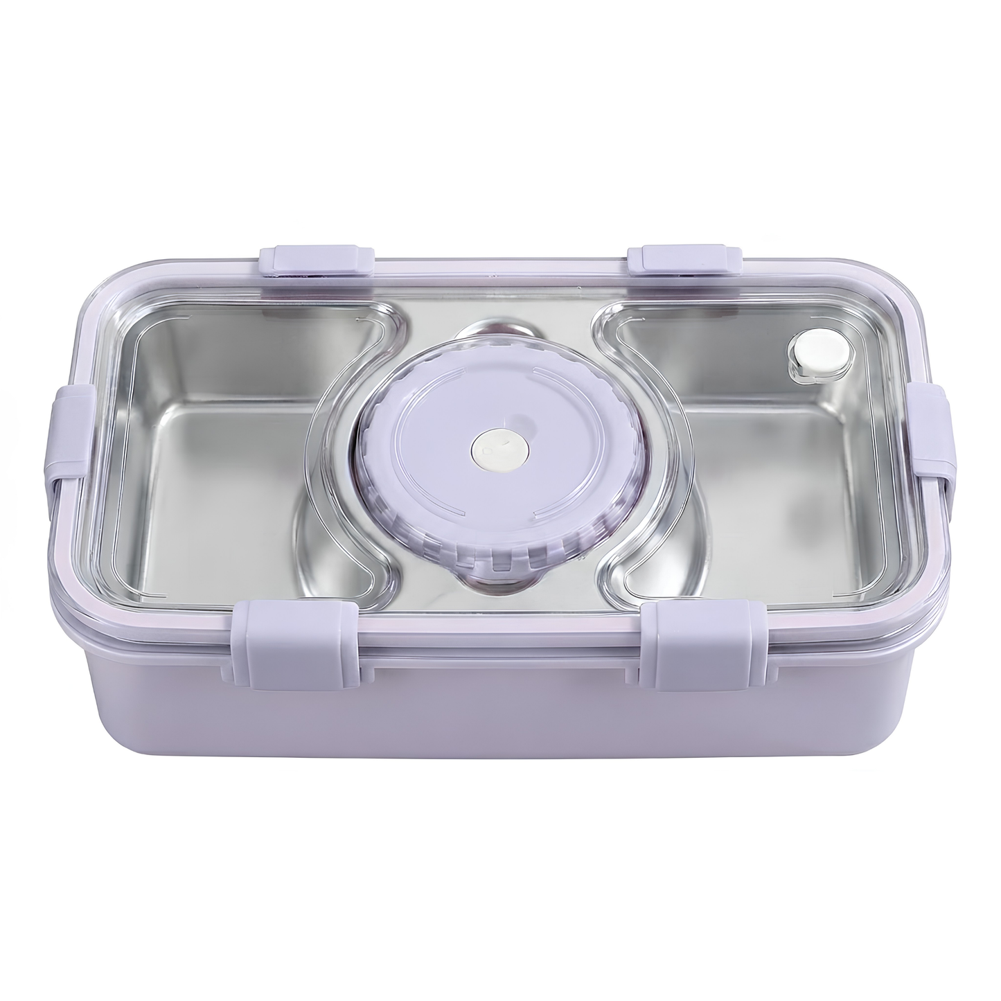 Insulated Stainless Steel Lunch Box with 3 Compartments & Steel Cutlery