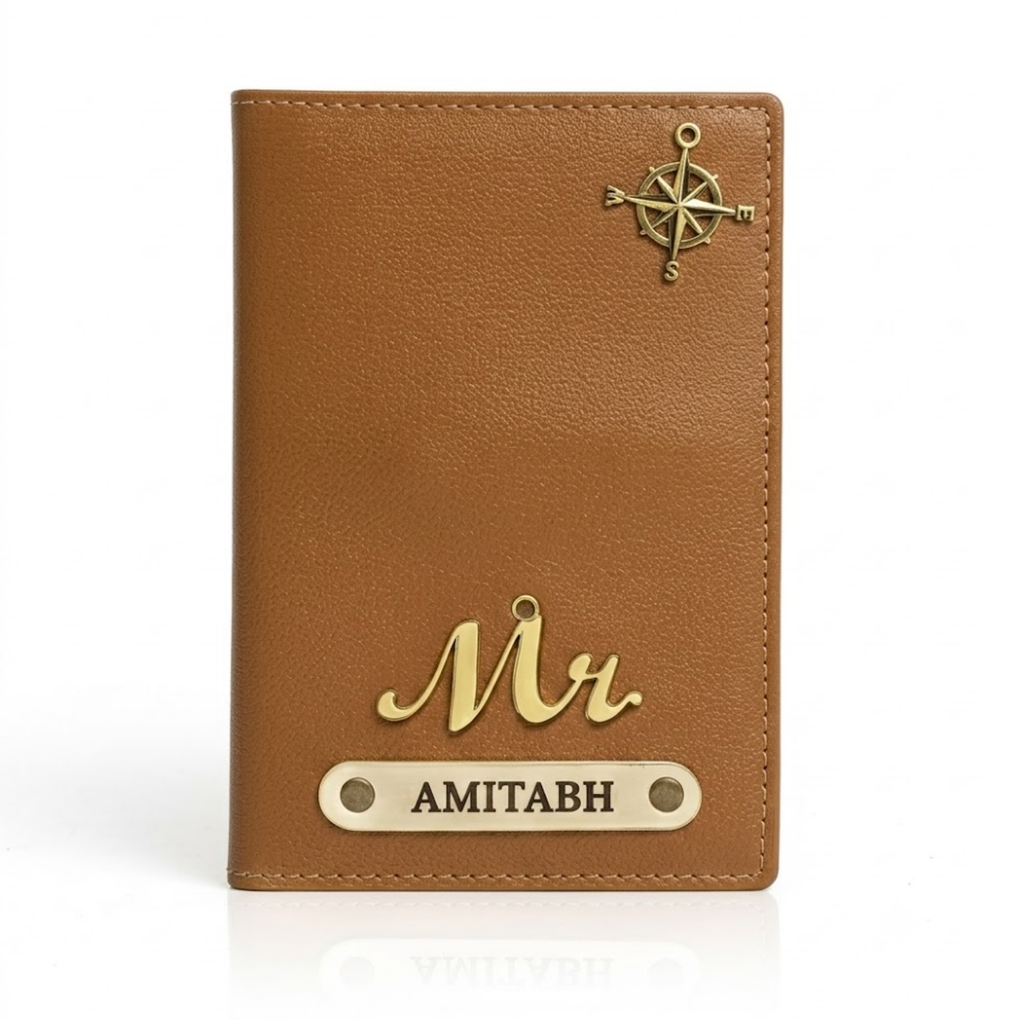 Custom Name Passport Holder with Travel Charms, Slim Faux Leather Cover for Cards & Travel Documents