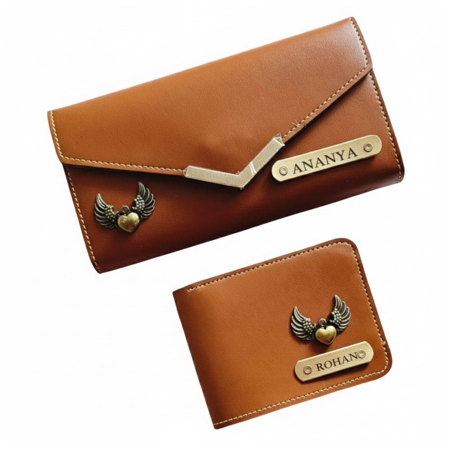 Personalized His & Hers Wallet Set with Photo Engraving, Custom Name Wallets for Couples