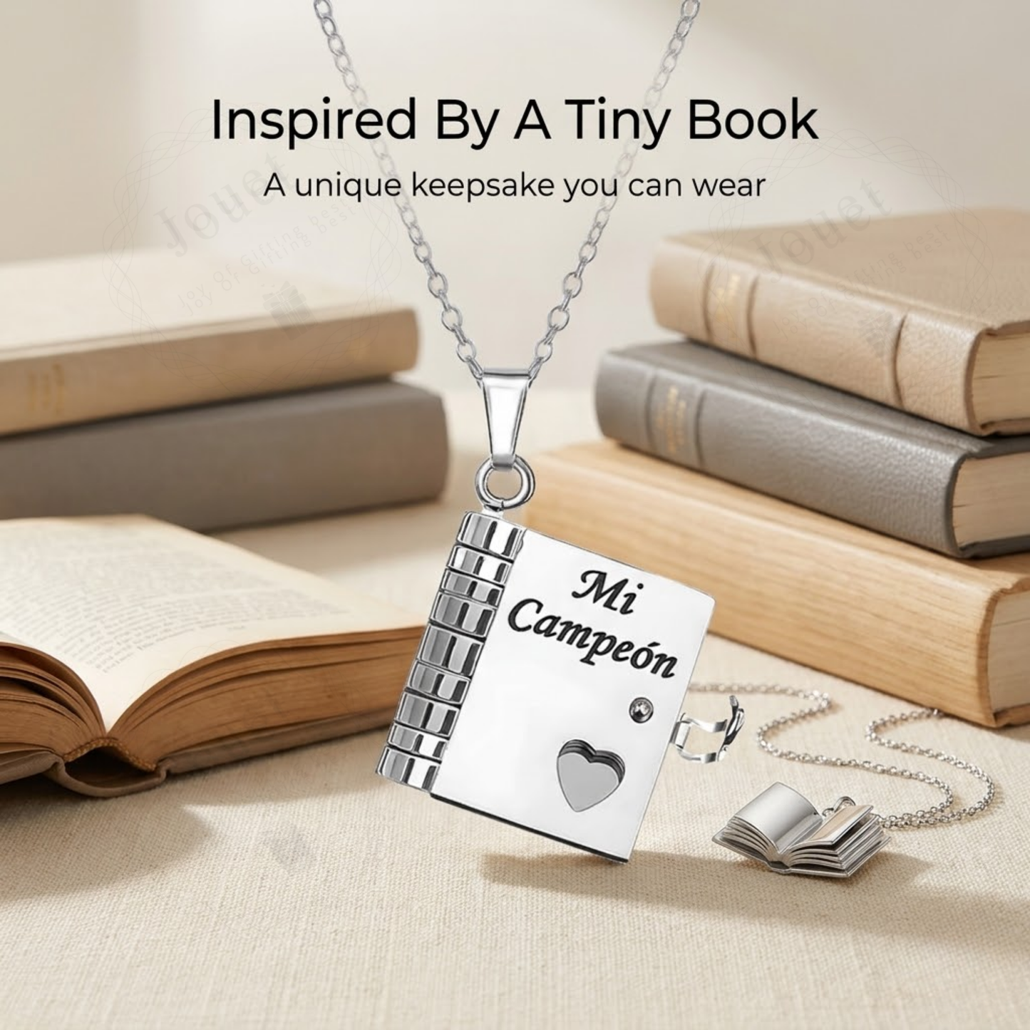 Personalized Book Locket Necklace with Custom Engraved Message, Mini Book Pendant Keepsake Jewelry Gift for Women & Men