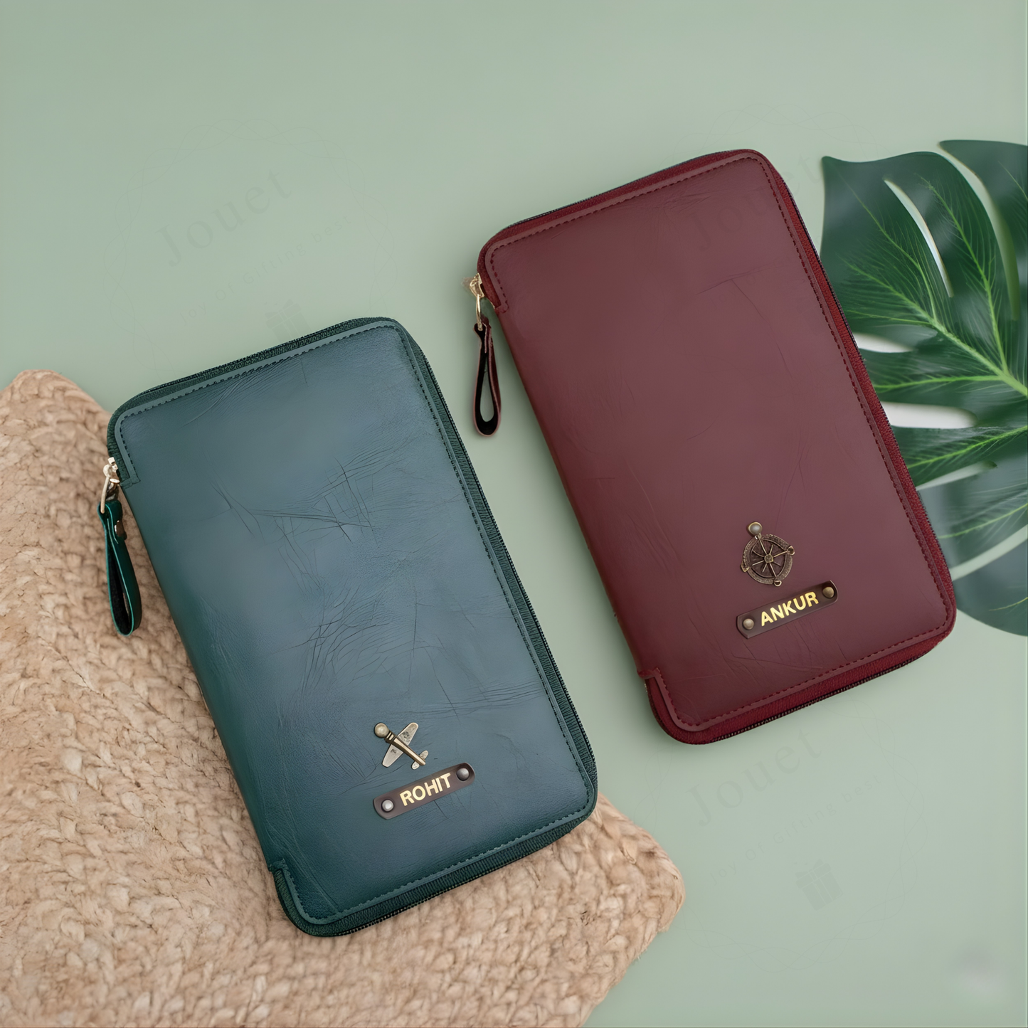 Personalized Travel Wallet with Passport Holder, Synthetic Leather Organizer with Card Slots & Currency Compartment, 13.5 x 22.3 cm