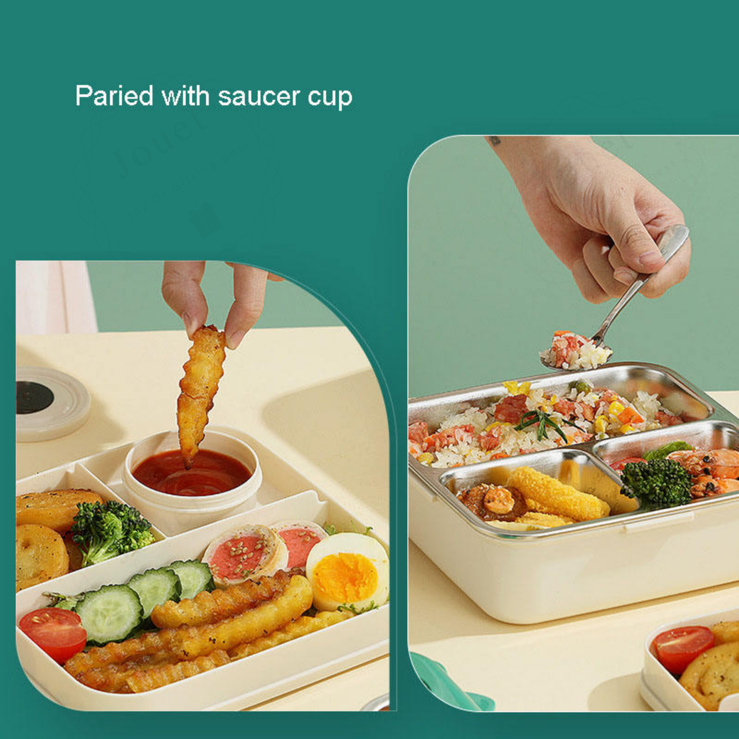1120ml BPA-Free Kids Lunch Box with 2 Compartments & Spoon