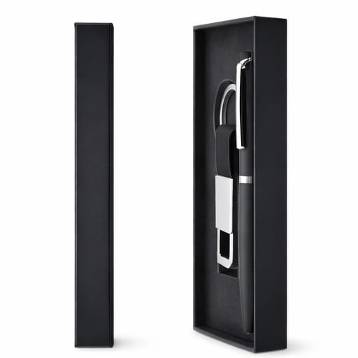 Premium Executive Gift Set for Men with Metal Ball Pen & Leather Keychain, Luxury Corporate Gift Box