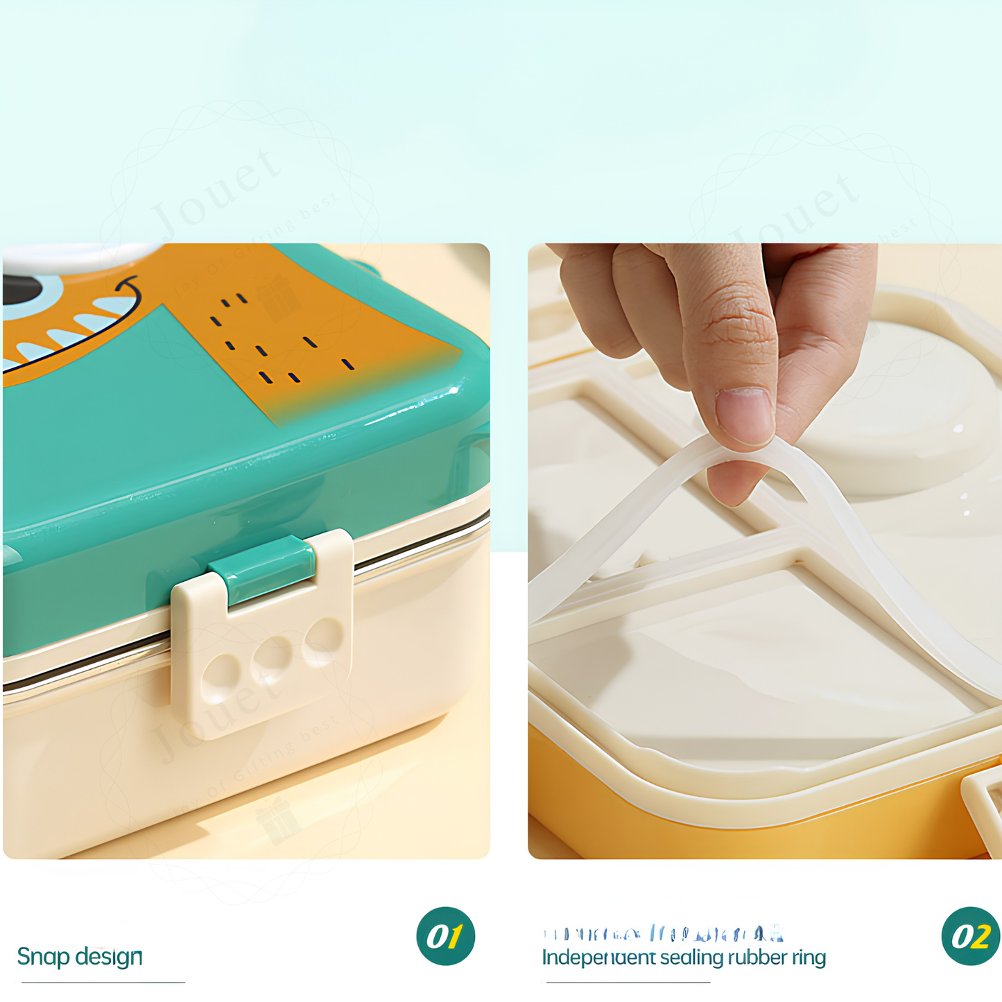 1120ml BPA-Free Kids Lunch Box with 2 Compartments & Spoon