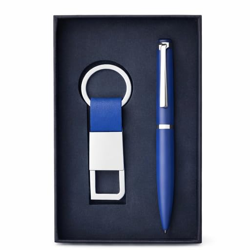 Premium Executive Gift Set for Men with Metal Ball Pen & Leather Keychain, Luxury Corporate Gift Box