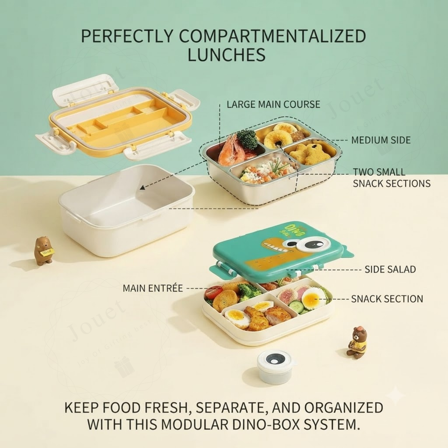 1120ml BPA-Free Kids Lunch Box with 2 Compartments & Spoon