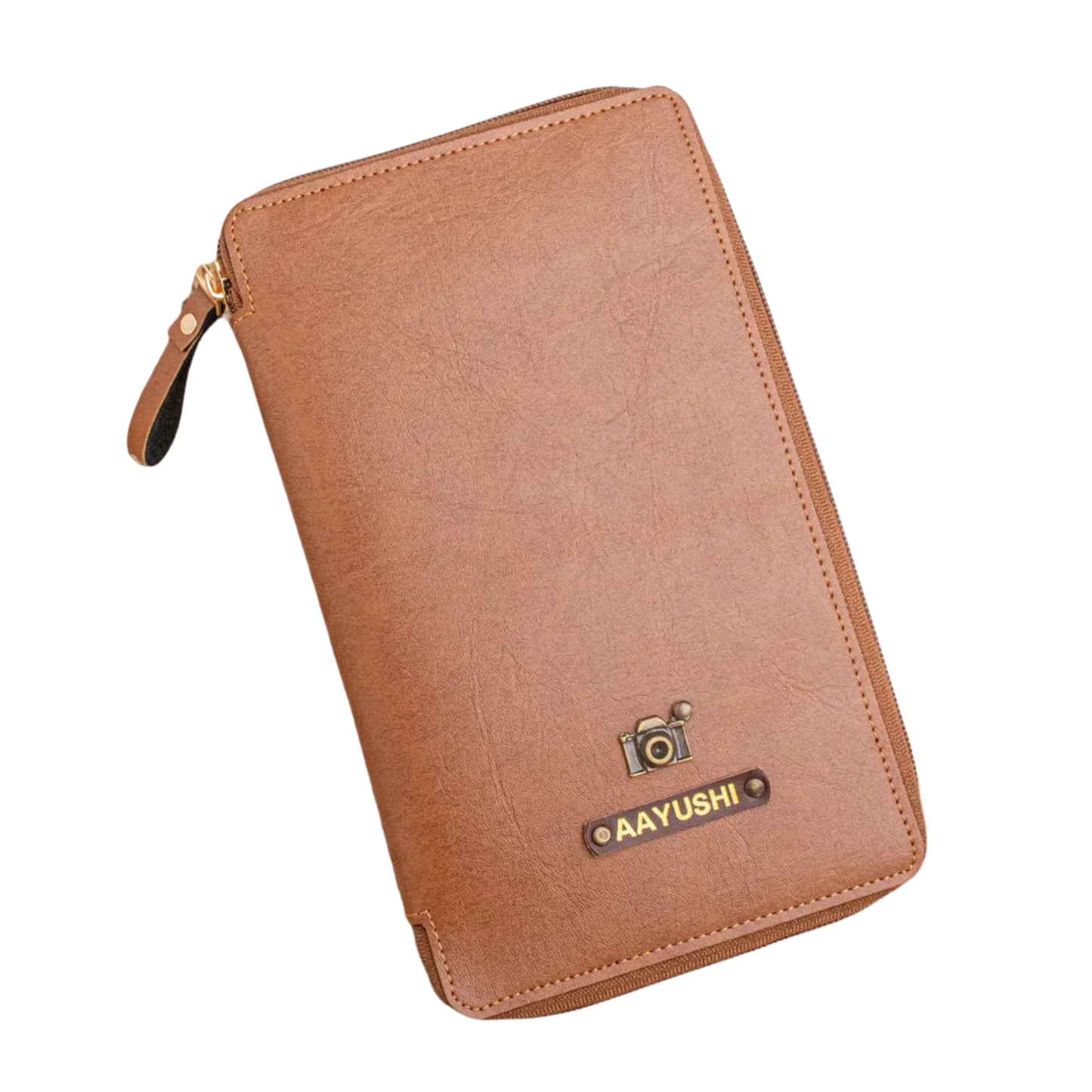 Personalized Travel Wallet with Passport Holder, Synthetic Leather Organizer with Card Slots & Currency Compartment, 13.5 x 22.3 cm