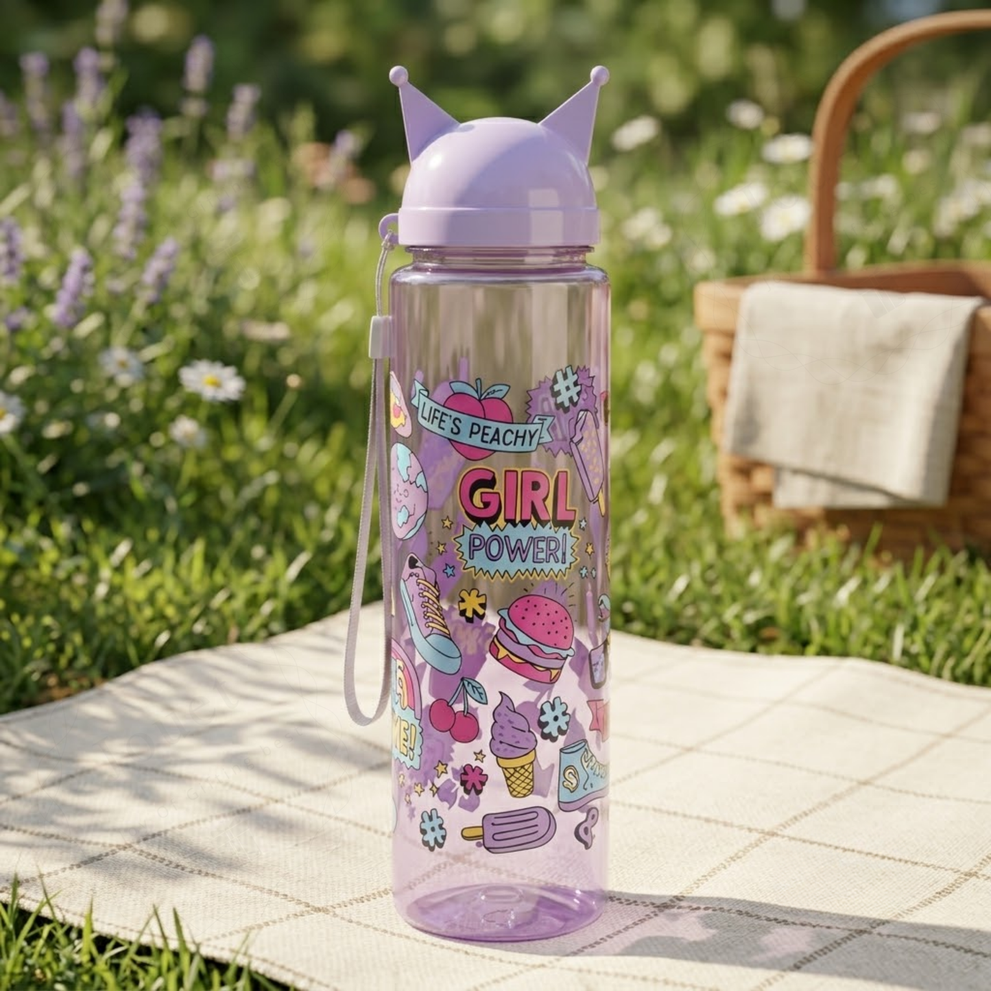 900ml Kids Leakproof Water Bottle with Crown Cap & Carry Strap – BPA-Free Plastic Sipper