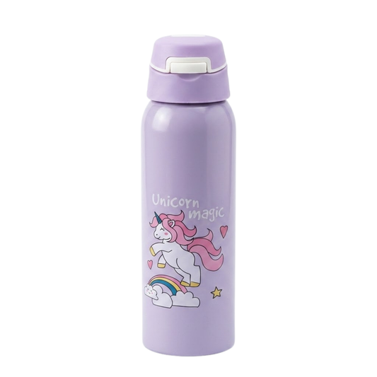 500ml Stainless Steel Kids Water Bottle with Flip Top Lid & Leakproof Design