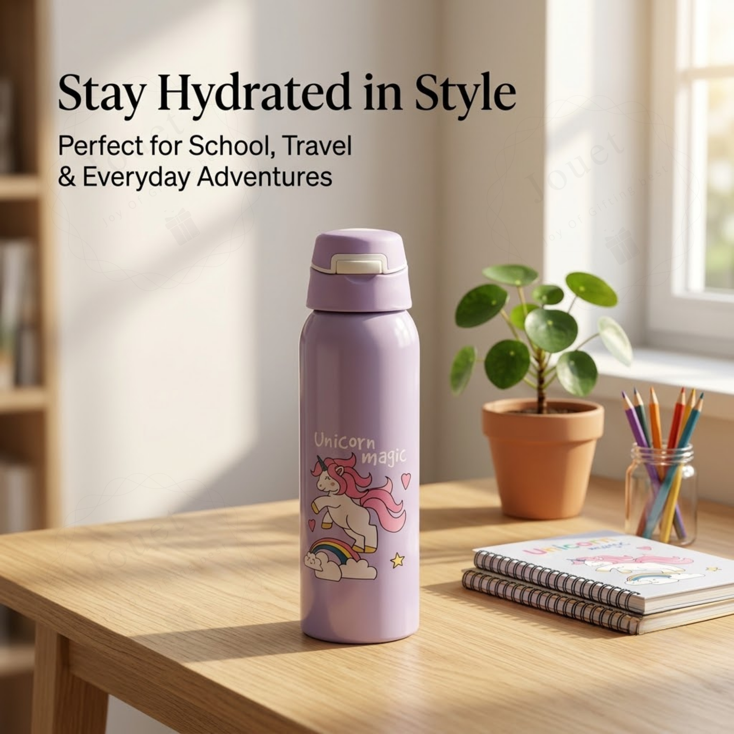 500ml Stainless Steel Kids Water Bottle with Flip Top Lid & Leakproof Design
