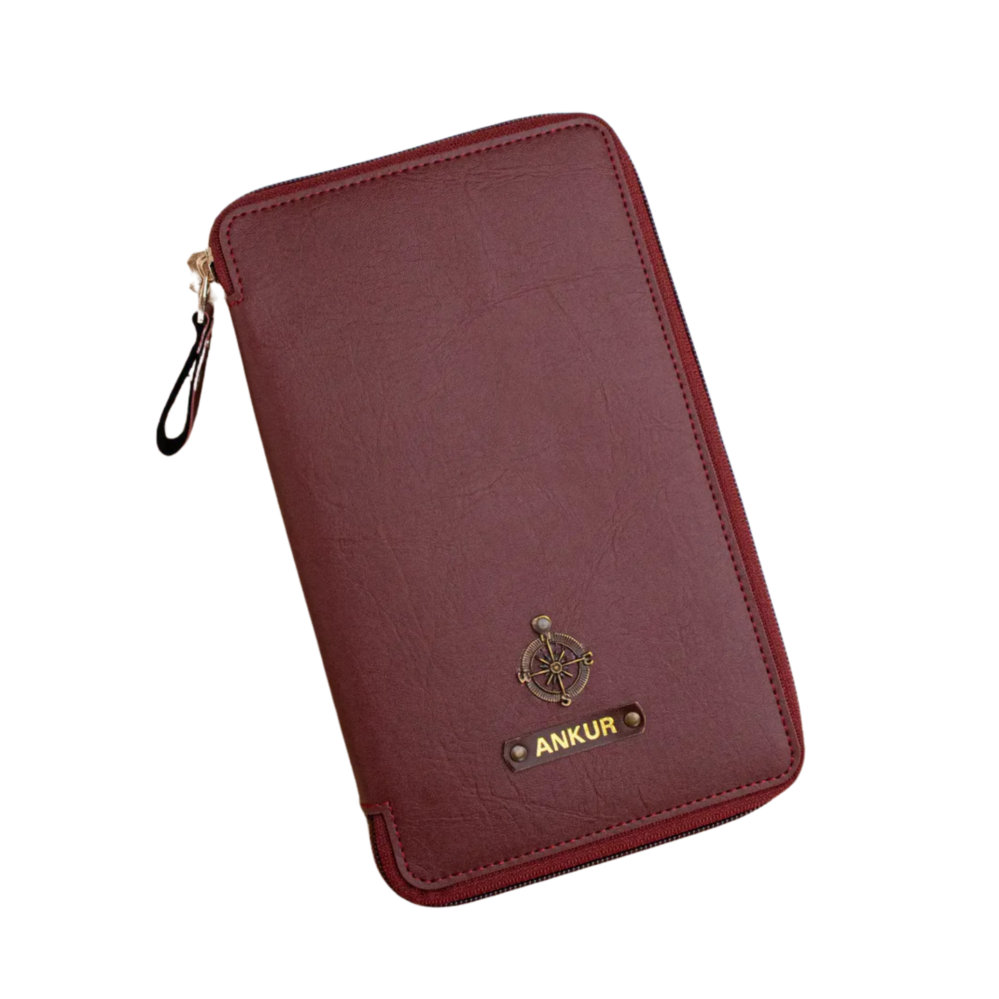 Personalized Travel Wallet with Passport Holder, Synthetic Leather Organizer with Card Slots & Currency Compartment, 13.5 x 22.3 cm