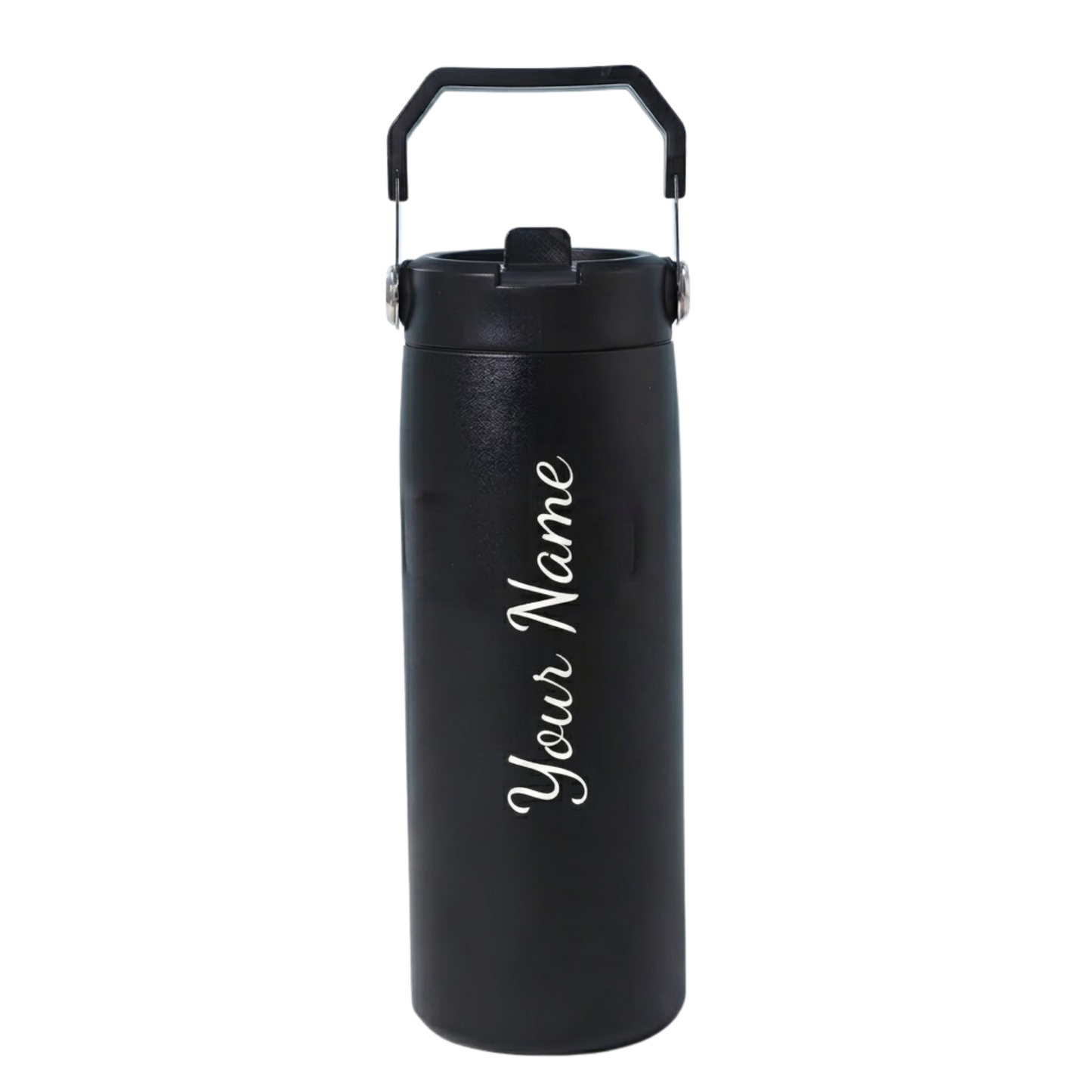 Personalized 500ml Thermos Flask with Name, Stainless Steel Insulated Water Bottle with Handle & Flip Straw Lid