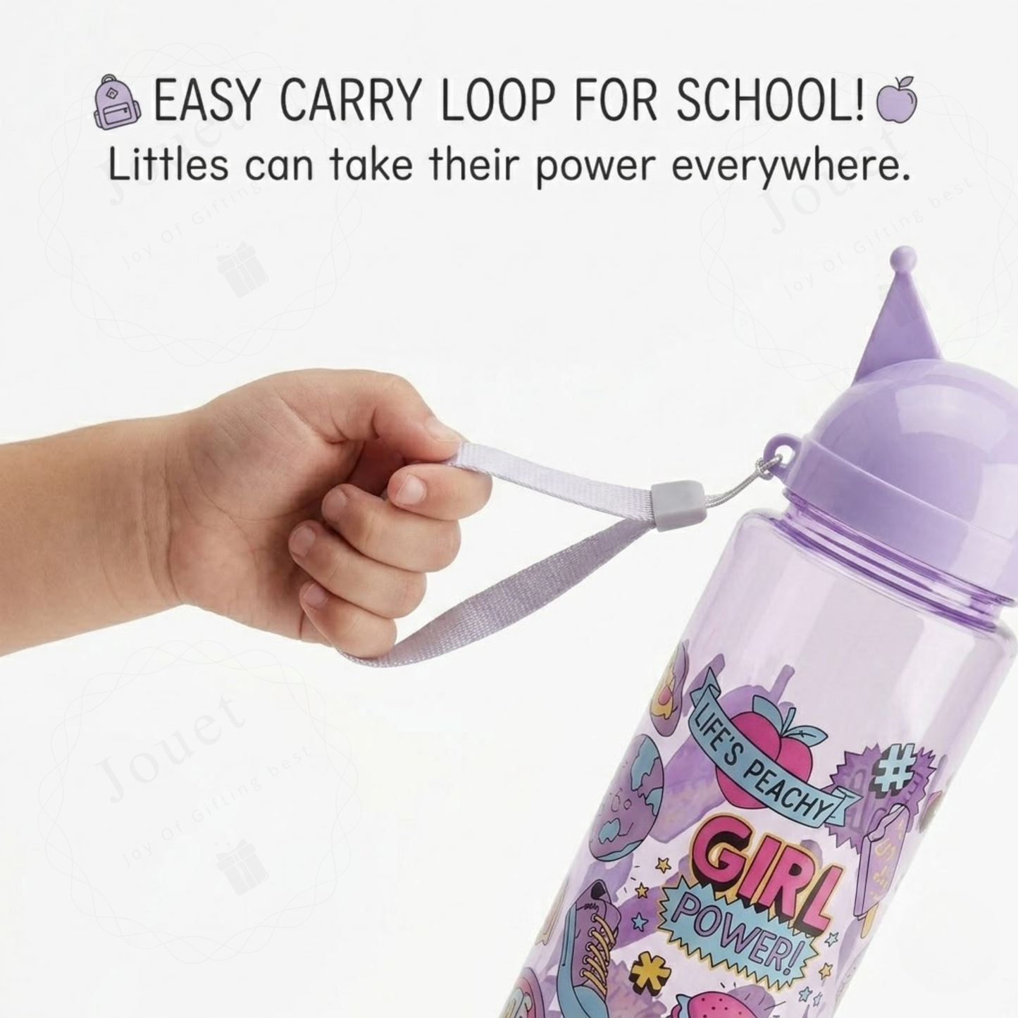 900ml Kids Leakproof Water Bottle with Crown Cap & Carry Strap – BPA-Free Plastic Sipper