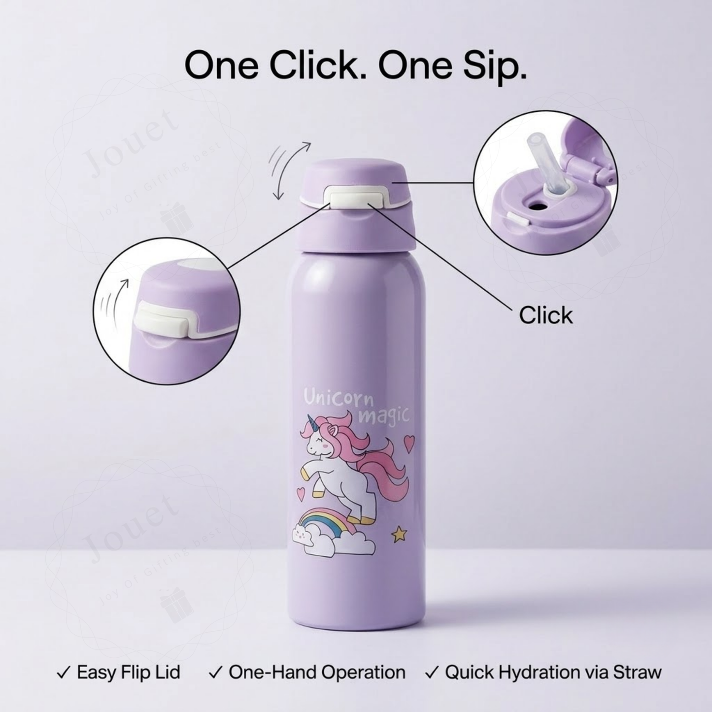 500ml Stainless Steel Kids Water Bottle with Flip Top Lid & Leakproof Design