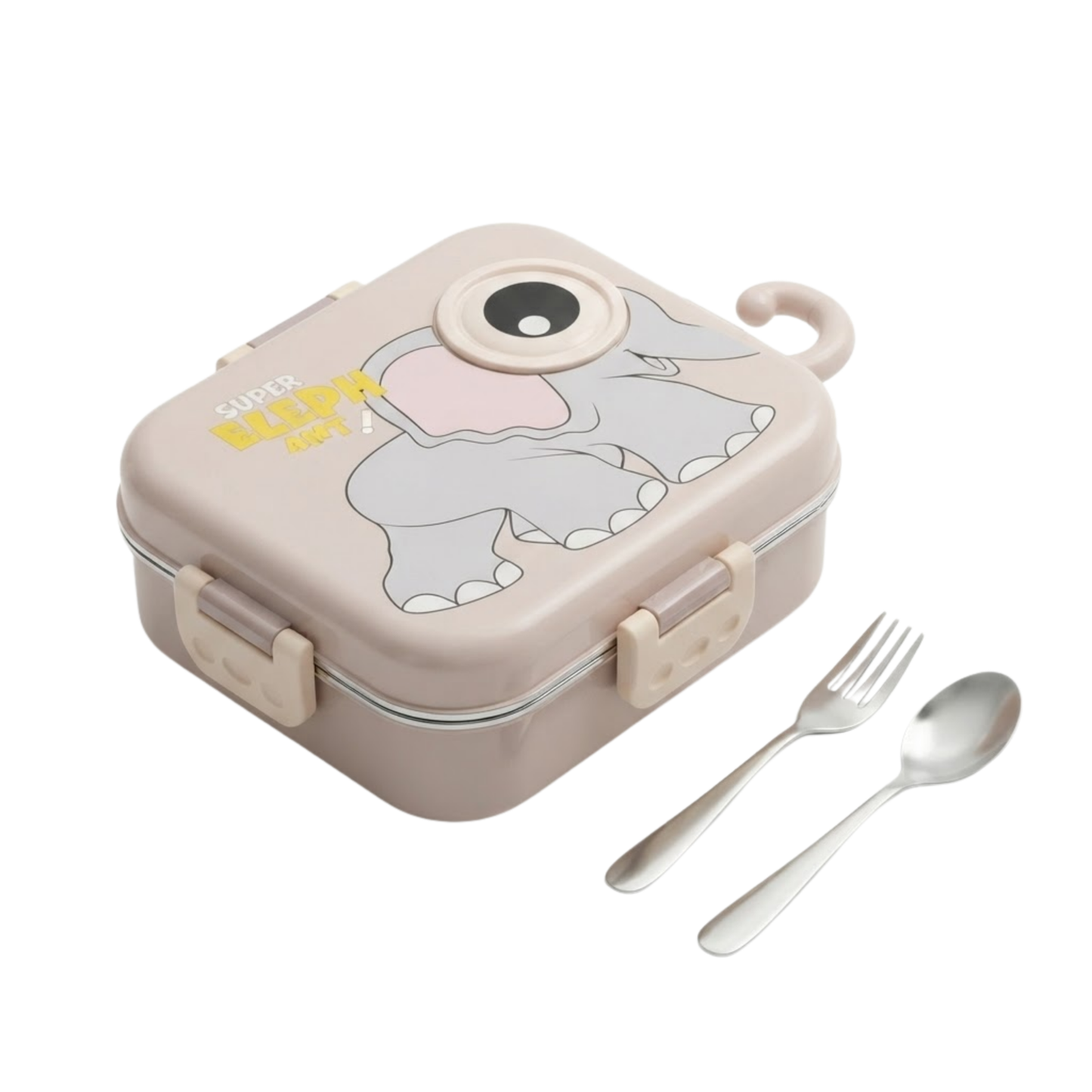 1120ml Stainless Steel Tiffin Box with 3 Compartments, Cutlery & Sauce Box