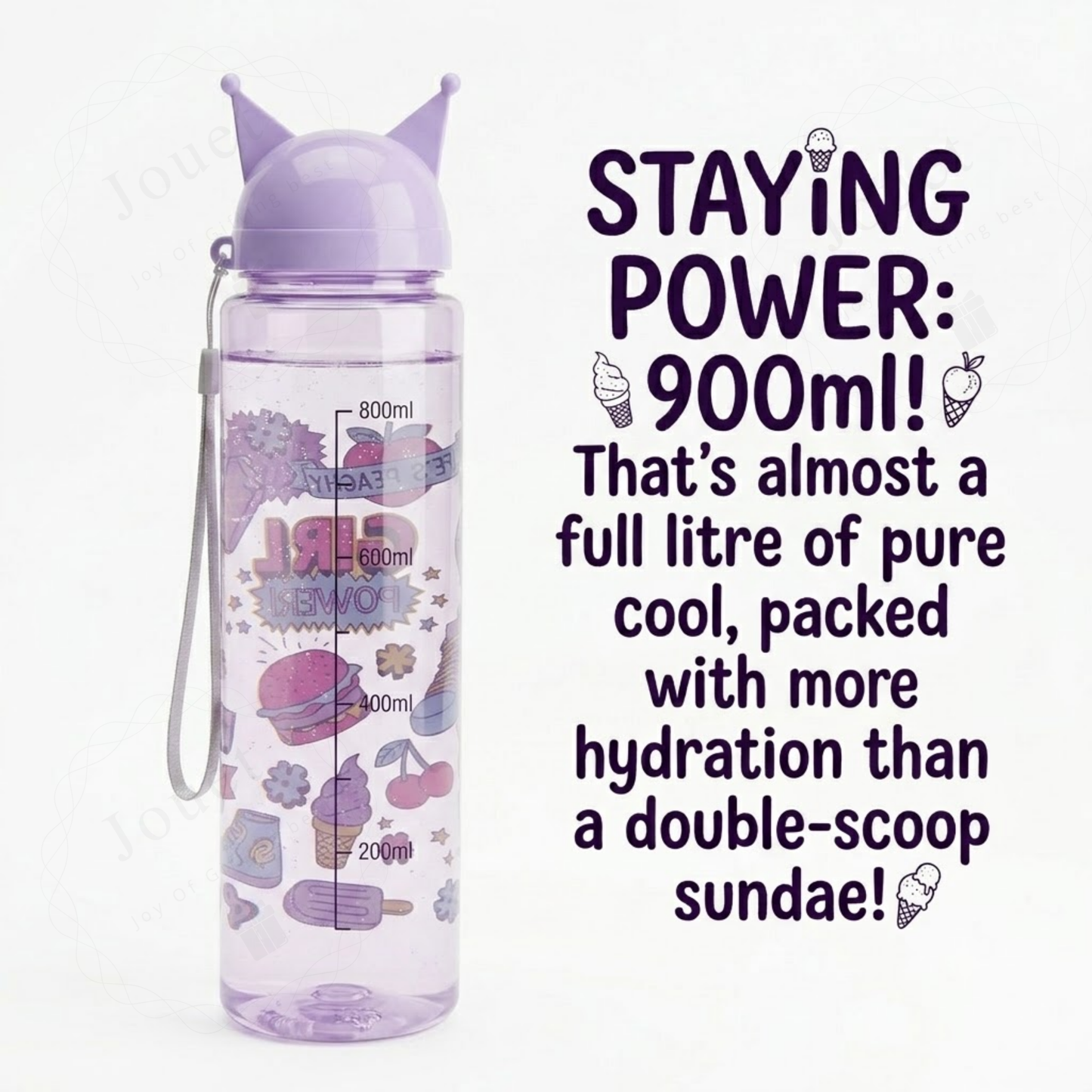 900ml Kids Leakproof Water Bottle with Crown Cap & Carry Strap – BPA-Free Plastic Sipper