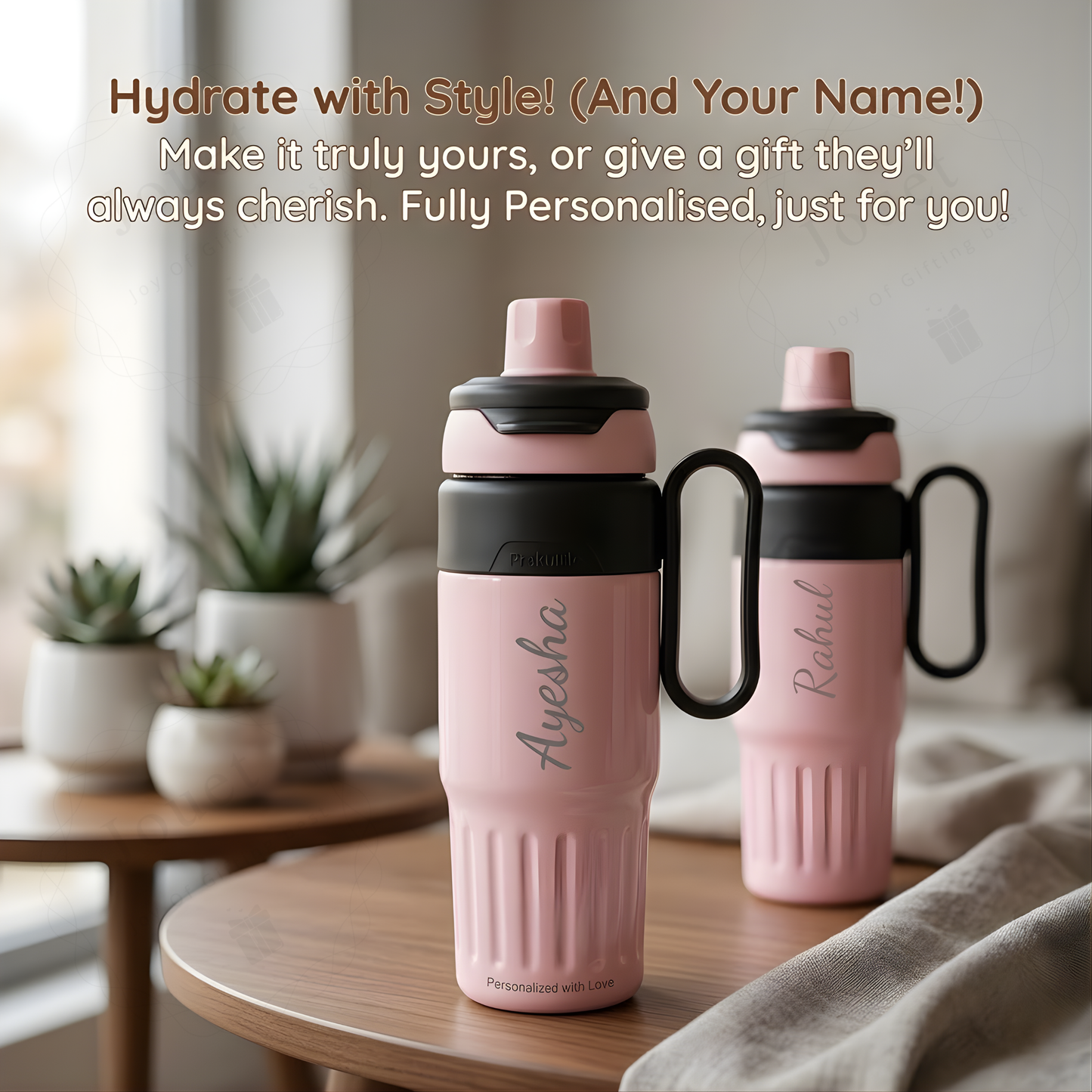 Personalized 750ml Thermos Flask with Name, Stainless Steel Insulated Bottle with Handle & Straw, Leakproof Travel Coffee Bottle