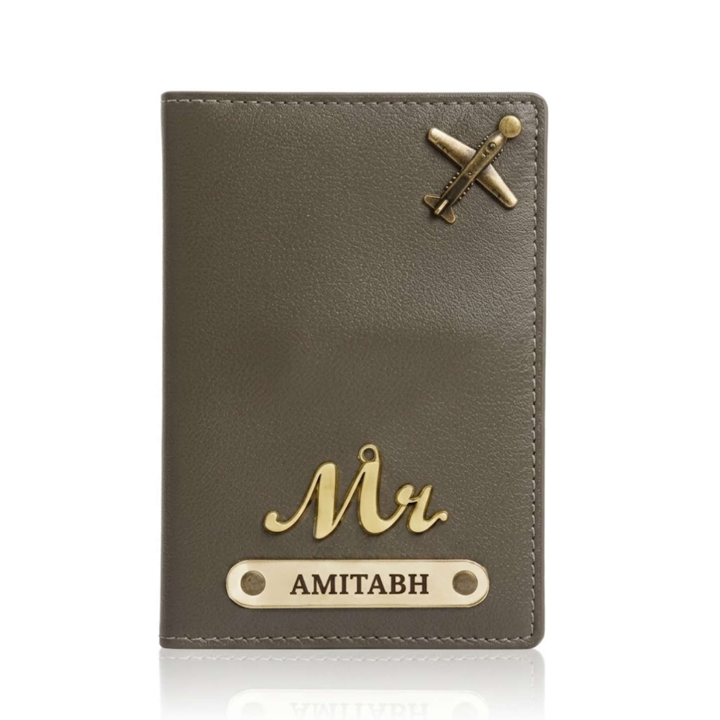 Custom Name Passport Holder with Travel Charms, Slim Faux Leather Cover for Cards & Travel Documents