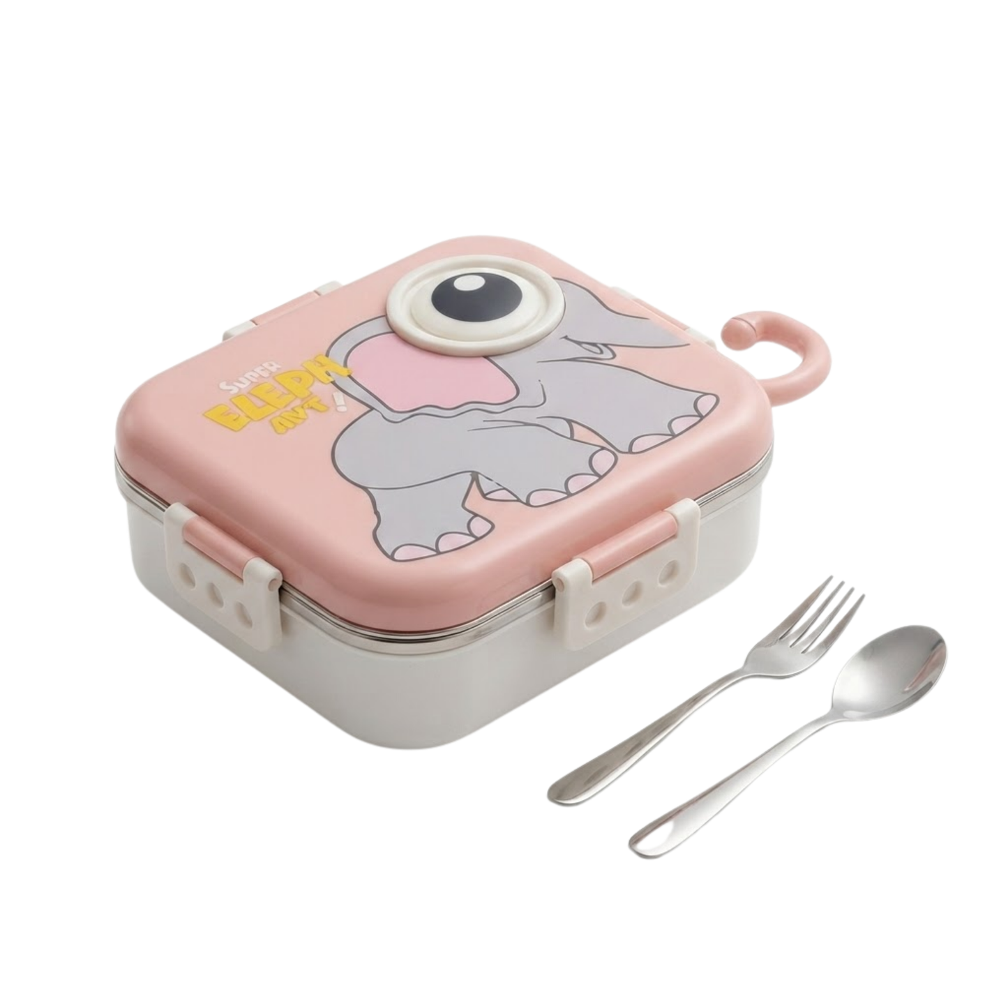 1120ml Stainless Steel Tiffin Box with 3 Compartments, Cutlery & Sauce Box