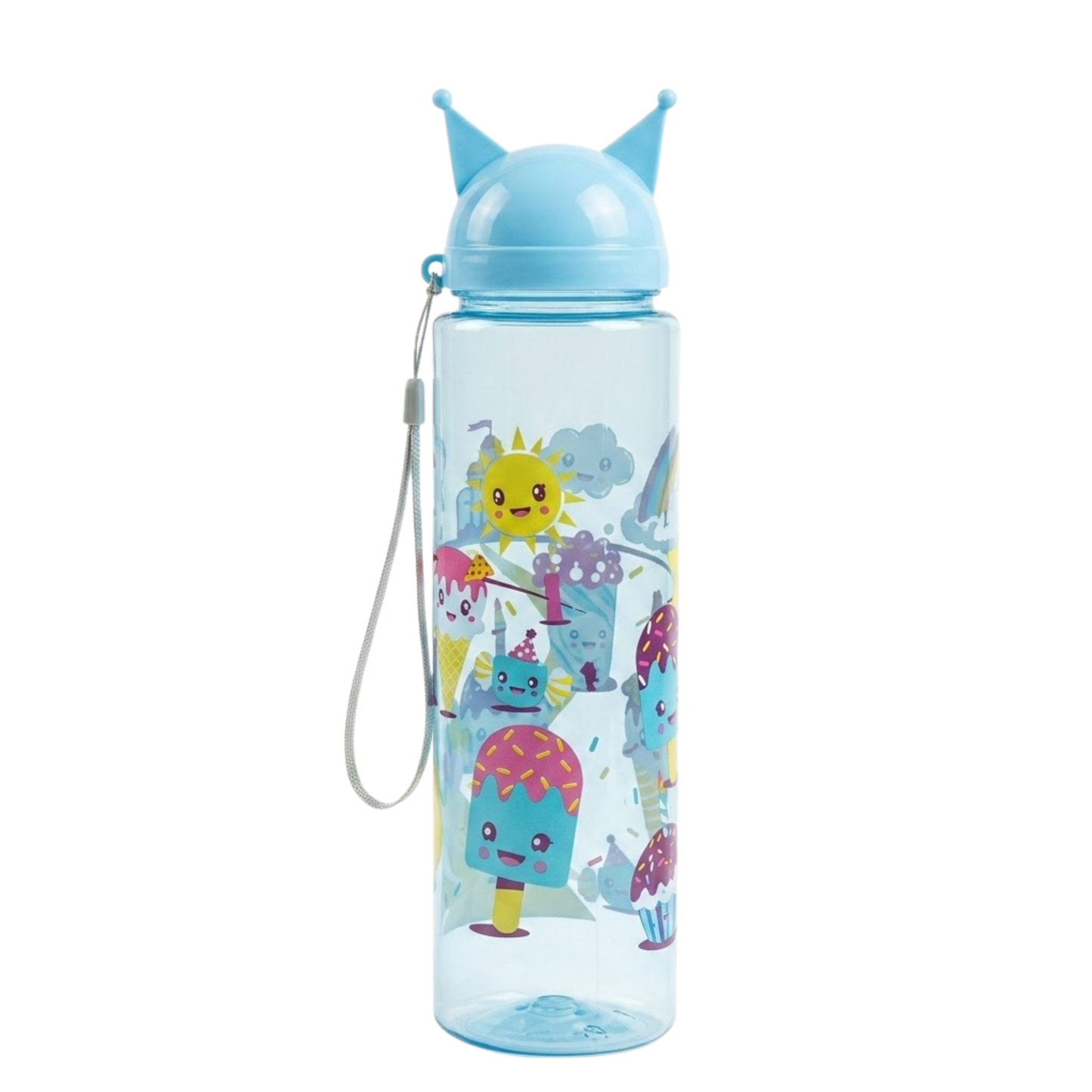 900ml Kids Leakproof Water Bottle with Crown Cap & Carry Strap – BPA-Free Plastic Sipper