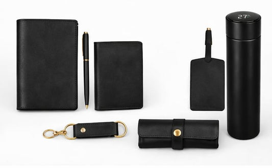 Premium Personalized Corporate Gift Set for Men with Smart Bottle, Wallet & Travel Organizer
