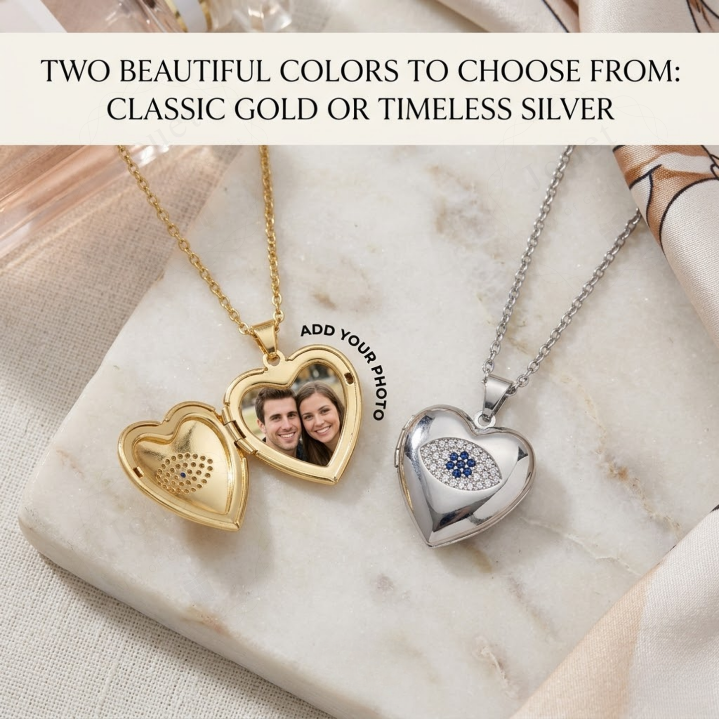 Personalized Heart Photo Locket Necklace for Women with Crystal Evil Eye Design, Stainless Steel Anti-Tarnish Custom Picture Pendant Gift for Her