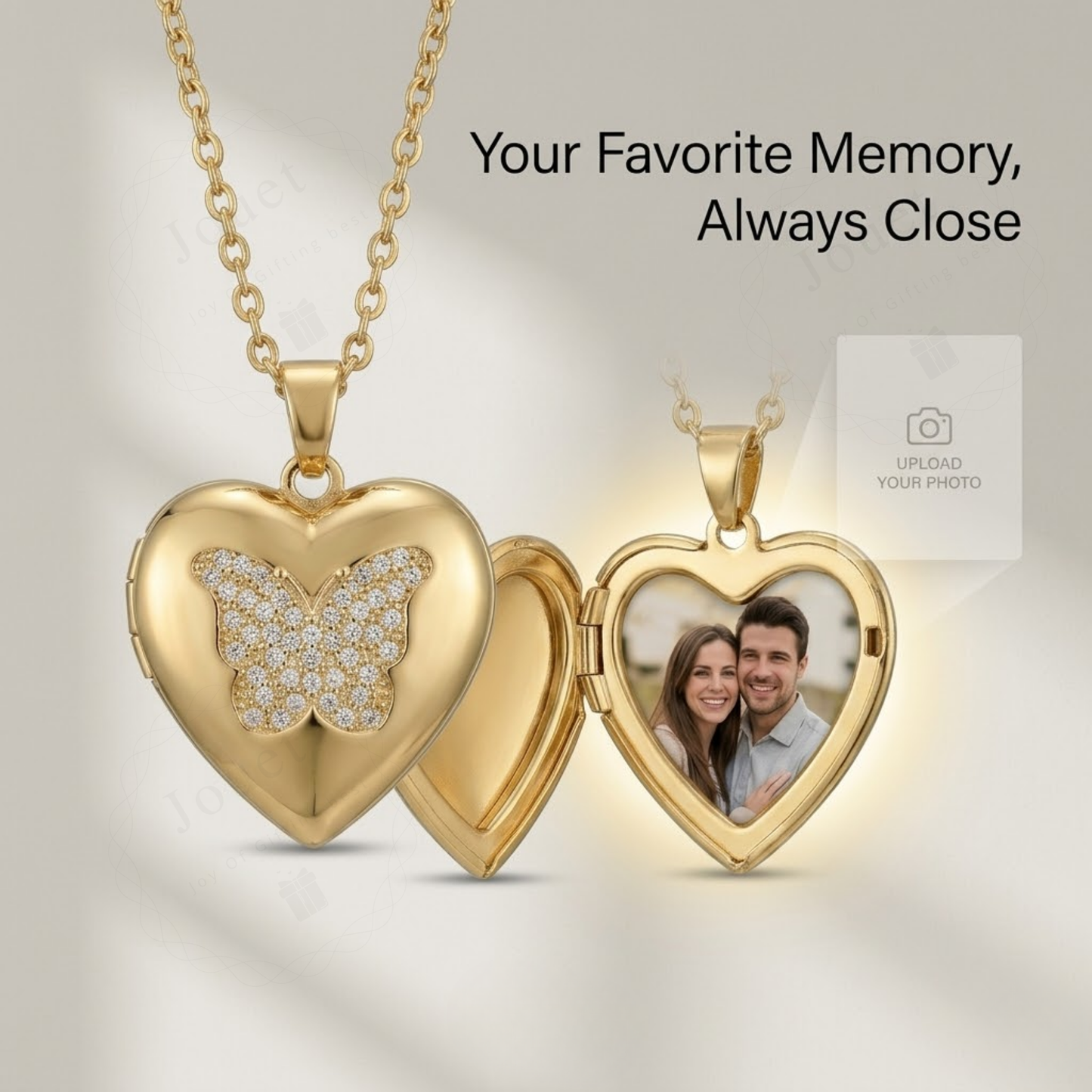 Personalized Heart Picture Locket Necklace for Women with Crystal Design, Stainless Steel Waterproof Custom Photo Pendant Gift for Her