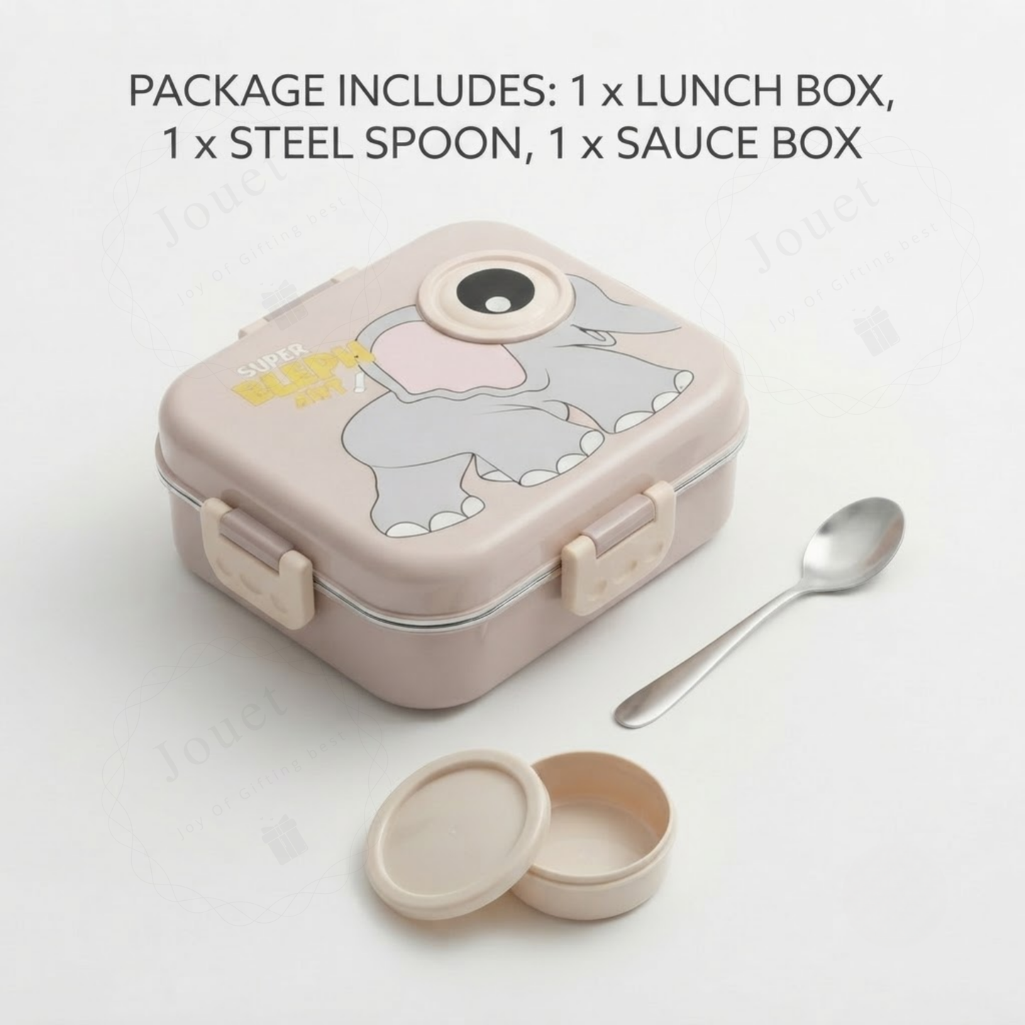 1120ml Stainless Steel Tiffin Box with 3 Compartments, Cutlery & Sauce Box