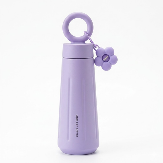 Flower Loop 450ml Water Bottle – Premium 316 Stainless Steel with Flower Charm & Carry Ring