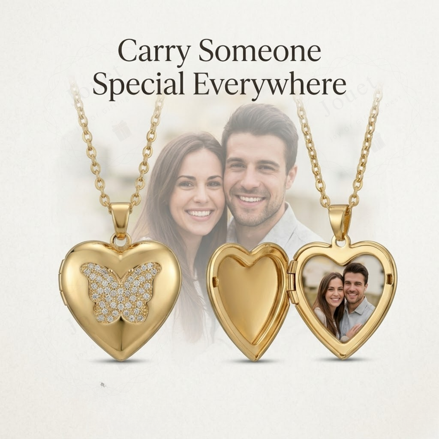 Personalized Heart Picture Locket Necklace for Women with Crystal Design, Stainless Steel Waterproof Custom Photo Pendant Gift for Her
