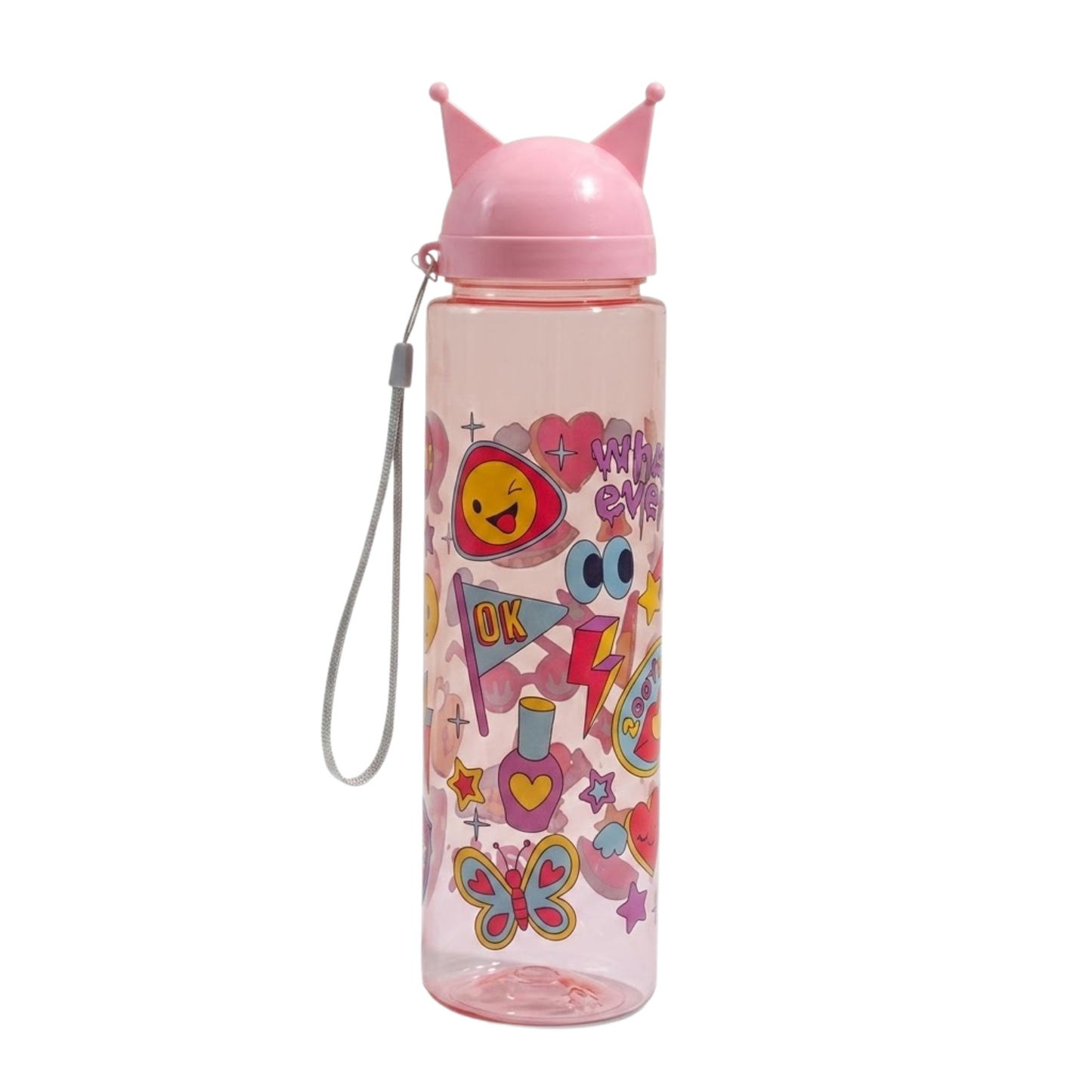900ml Kids Leakproof Water Bottle with Crown Cap & Carry Strap – BPA-Free Plastic Sipper