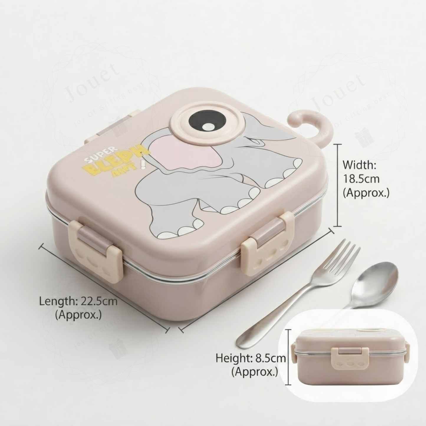 1120ml Stainless Steel Tiffin Box with 3 Compartments, Cutlery & Sauce Box