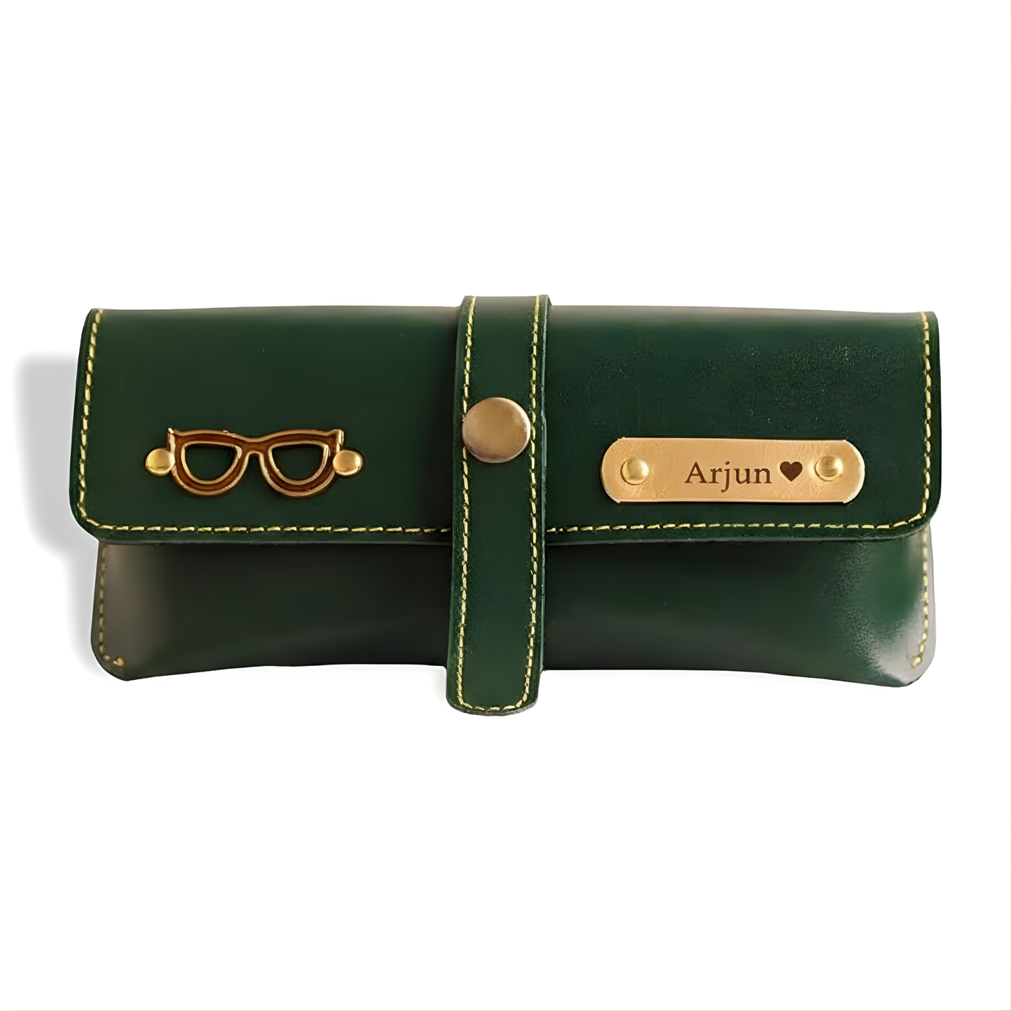 Personalized Faux Leather Eyeglass & Sunglasses Case with Custom Name Tag & Metal Charm, Protective Travel Spectacle Holder
