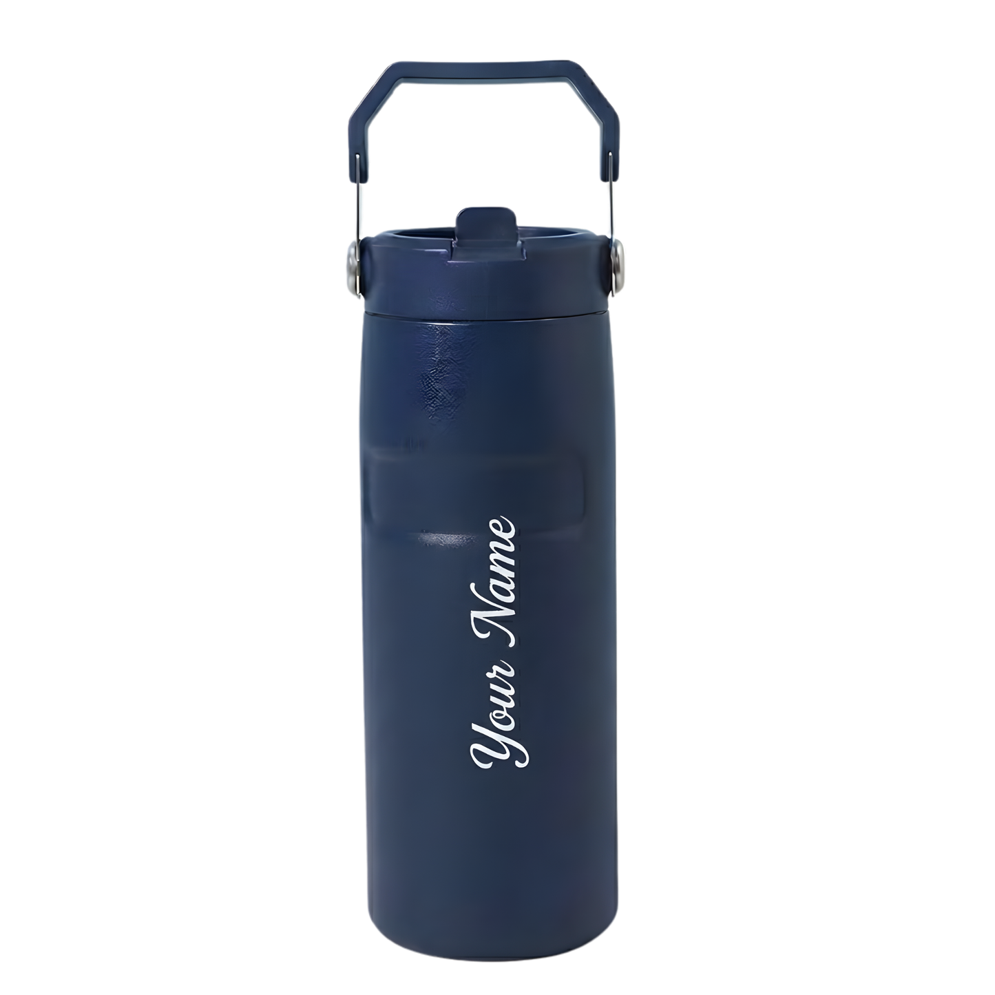Personalized 500ml Thermos Flask with Name, Stainless Steel Insulated Water Bottle with Handle & Flip Straw Lid