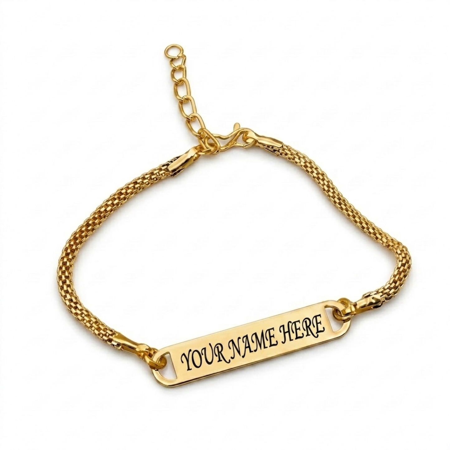 Personalized Stainless Steel Bar Chain Bracelet with Engraved Name, Raksha Bandhan Gift for Brother