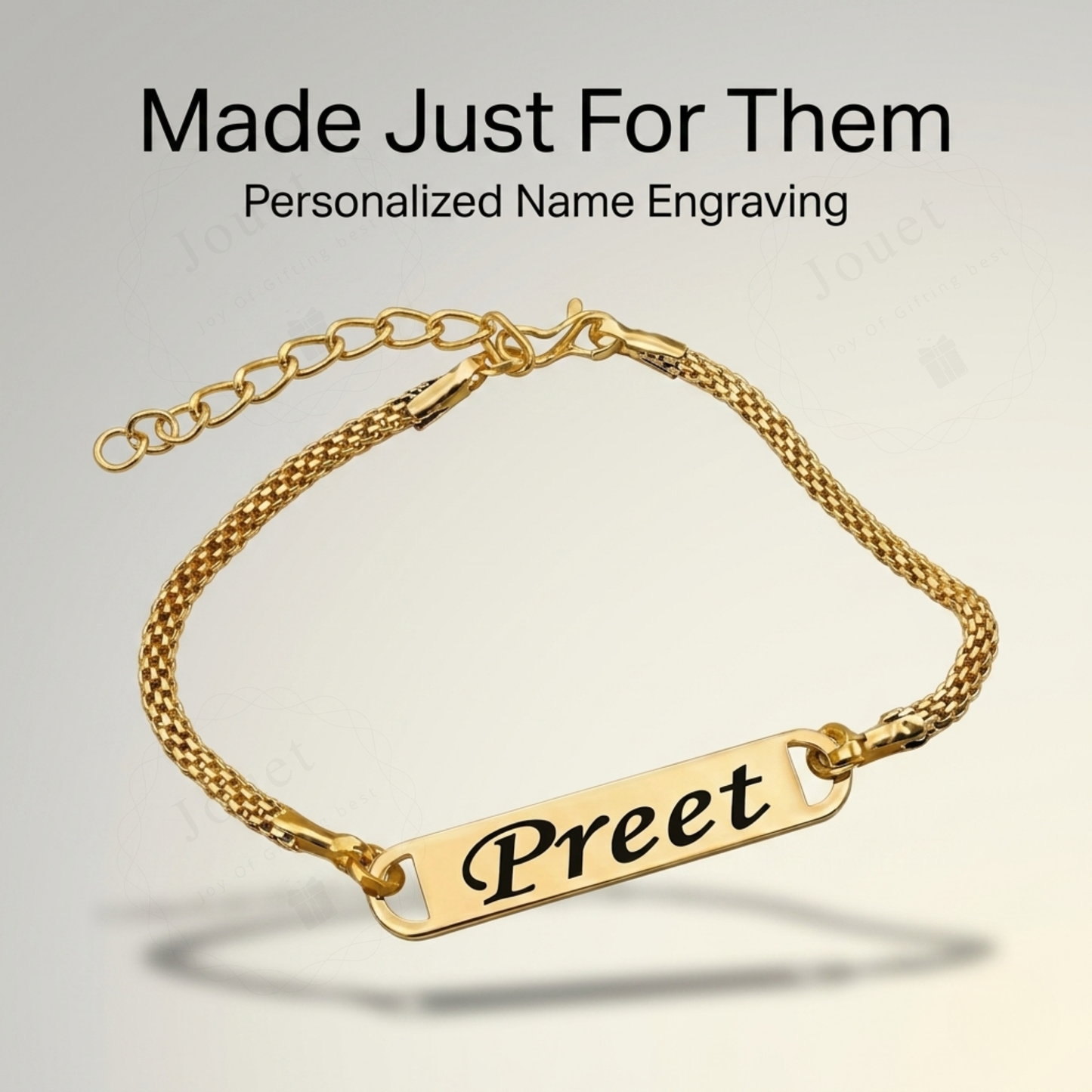 Personalized Stainless Steel Bar Chain Bracelet with Engraved Name, Raksha Bandhan Gift for Brother