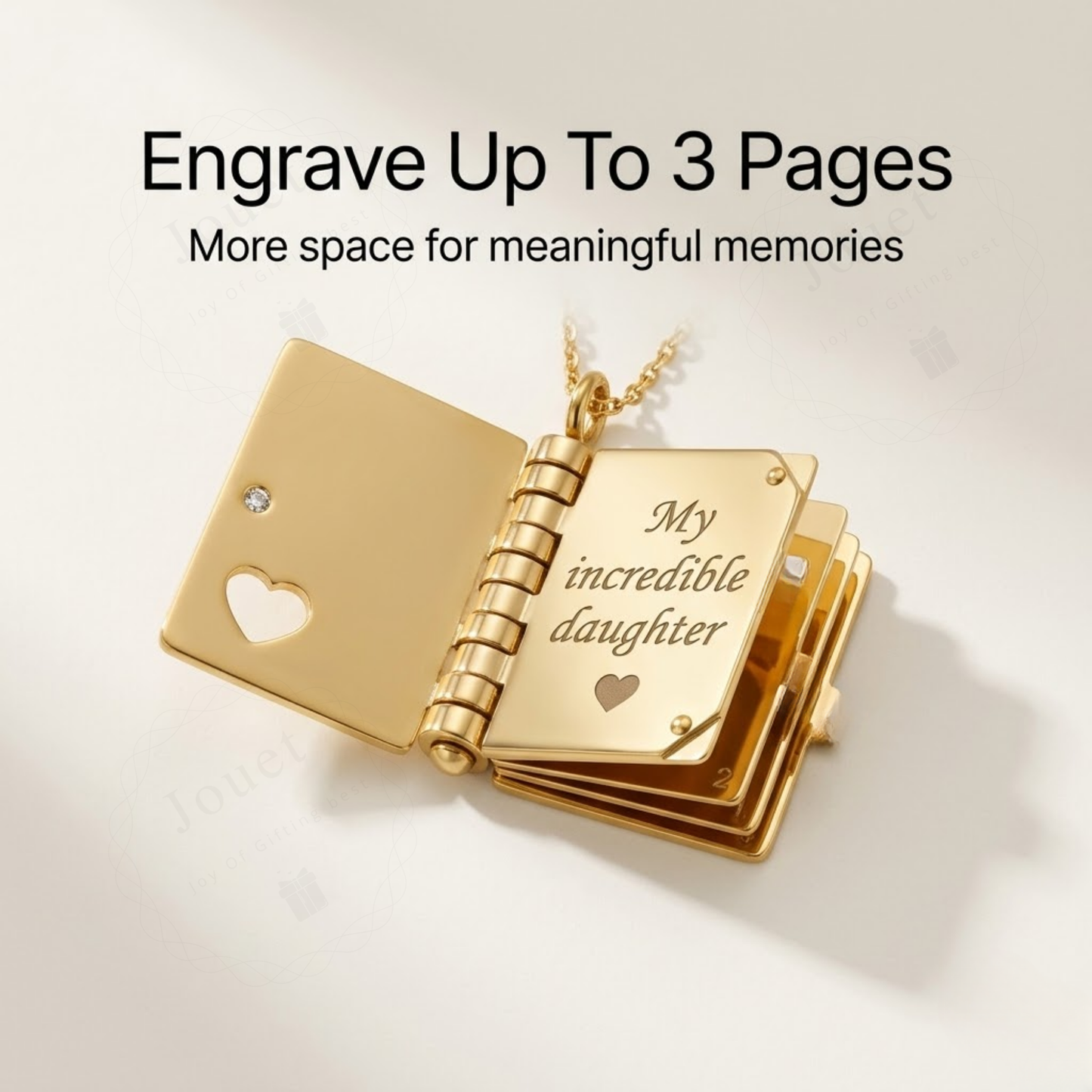 Personalized Book Locket Necklace with Custom Engraved Message, Mini Book Pendant Keepsake Jewelry Gift for Women & Men