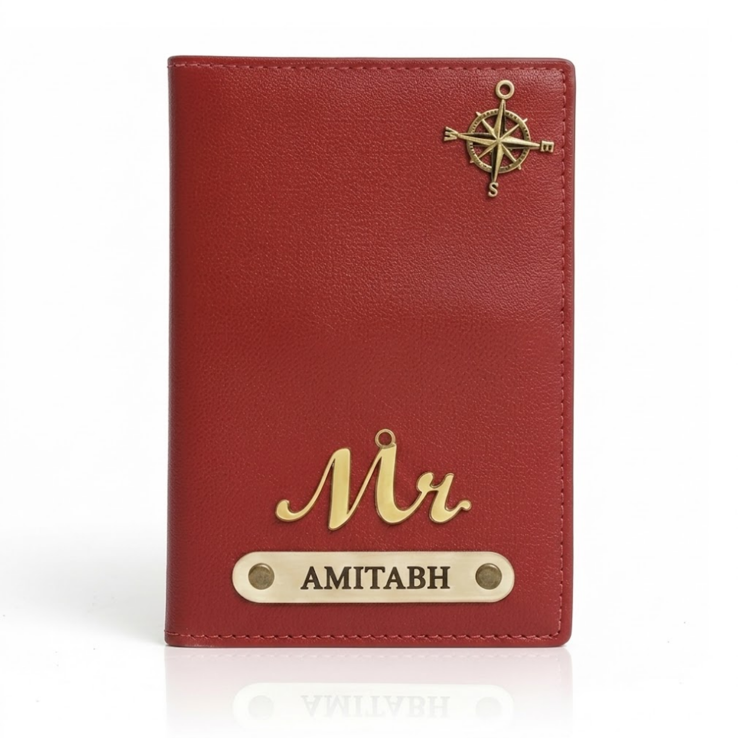 Custom Name Passport Holder with Travel Charms, Slim Faux Leather Cover for Cards & Travel Documents
