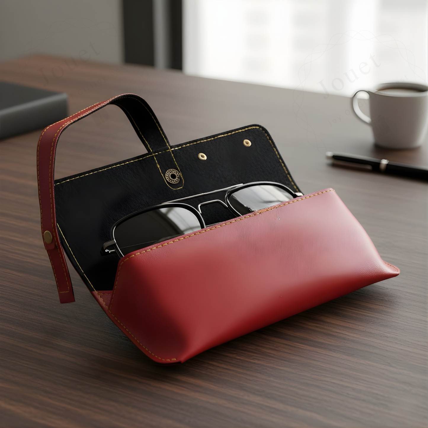 Personalized Faux Leather Eyeglass & Sunglasses Case with Custom Name Tag & Metal Charm, Protective Travel Spectacle Holder