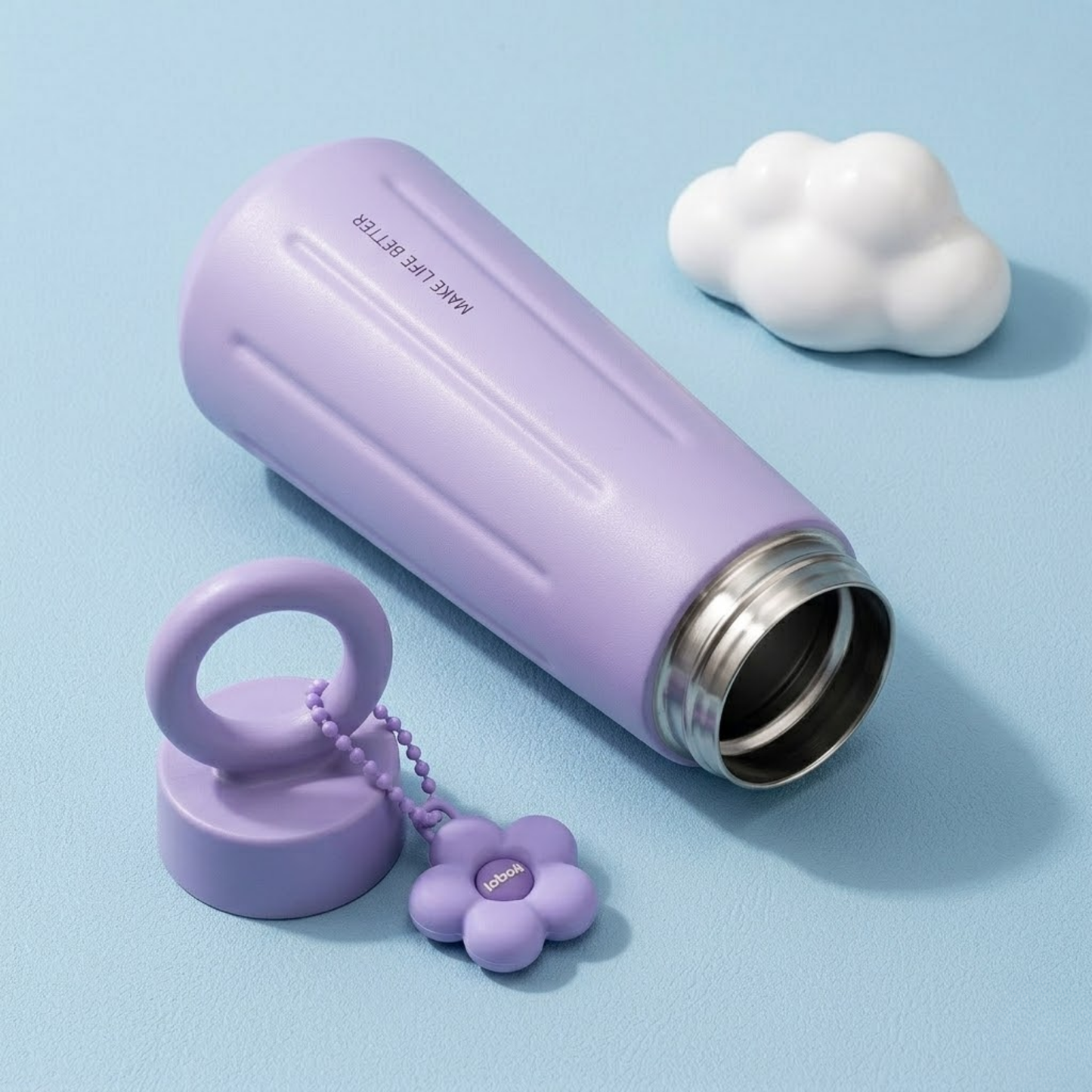 Flower Loop 450ml Water Bottle – Premium 316 Stainless Steel with Flower Charm & Carry Ring