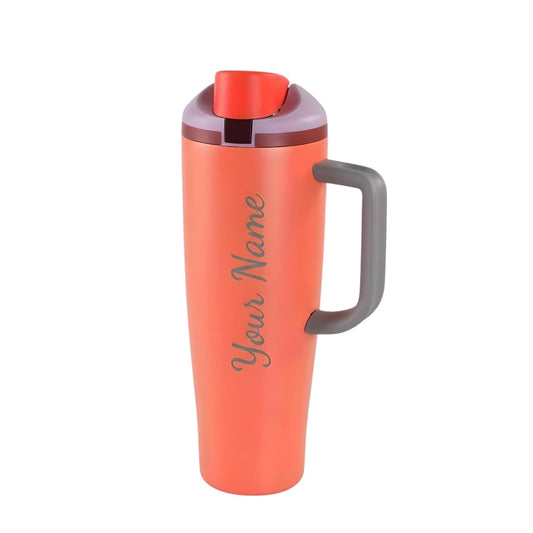 Personalized 1180ml Stainless Steel Tumbler with Name, Insulated Travel Mug with Handle & Spout Lid, Leak-Resistant Thermos