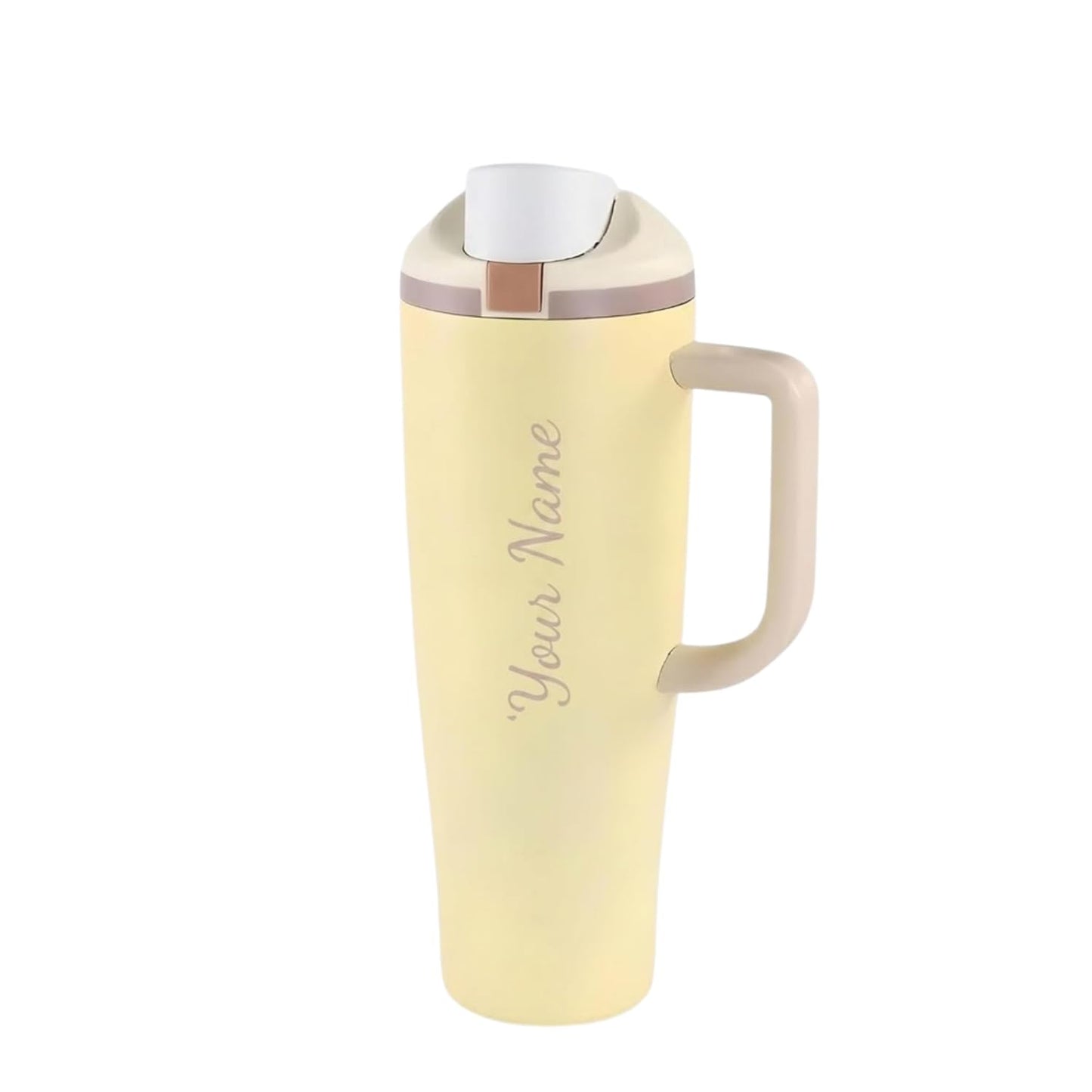 Personalized 1180ml Stainless Steel Tumbler with Name, Insulated Travel Mug with Handle & Spout Lid, Leak-Resistant Thermos